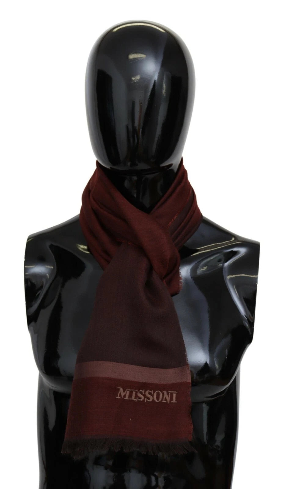 Maroon Striped Wool Blend Unisex Wrap Fringes Scarf