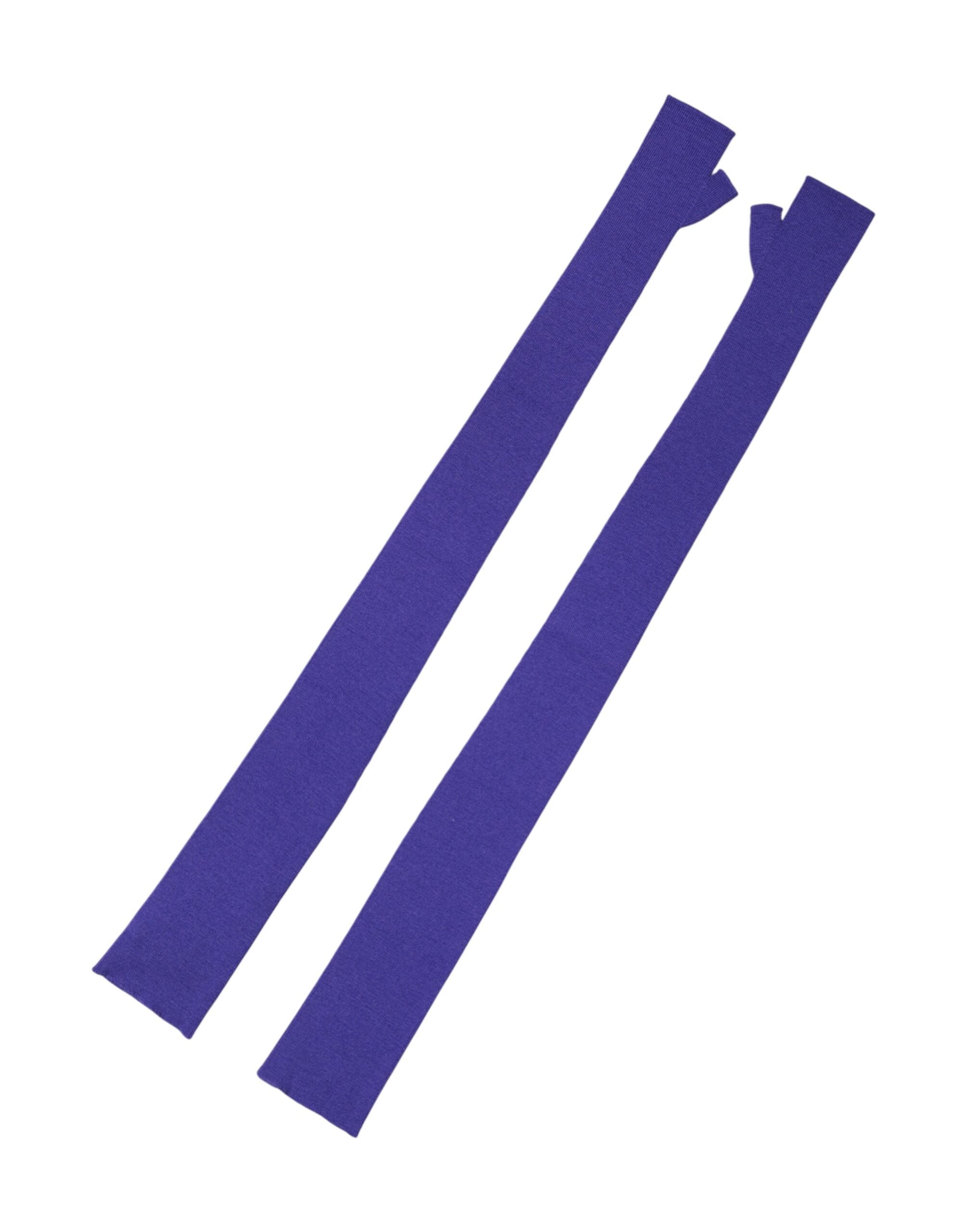 Violet Wool Fingerless Elbow Length Mitten Gloves