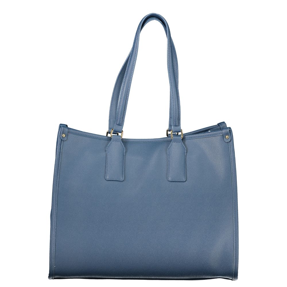 Blue Polyurethane Women's Bag