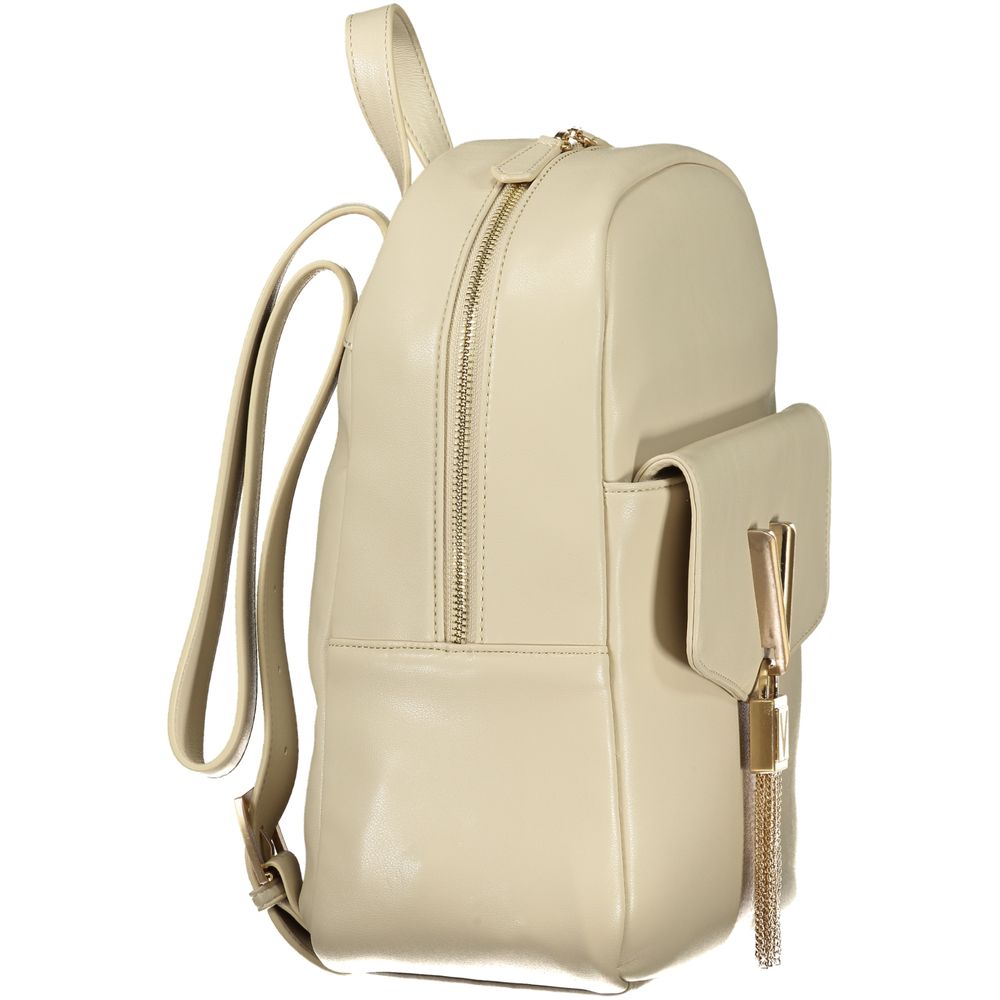 Beige Polyurethane Women Backpack