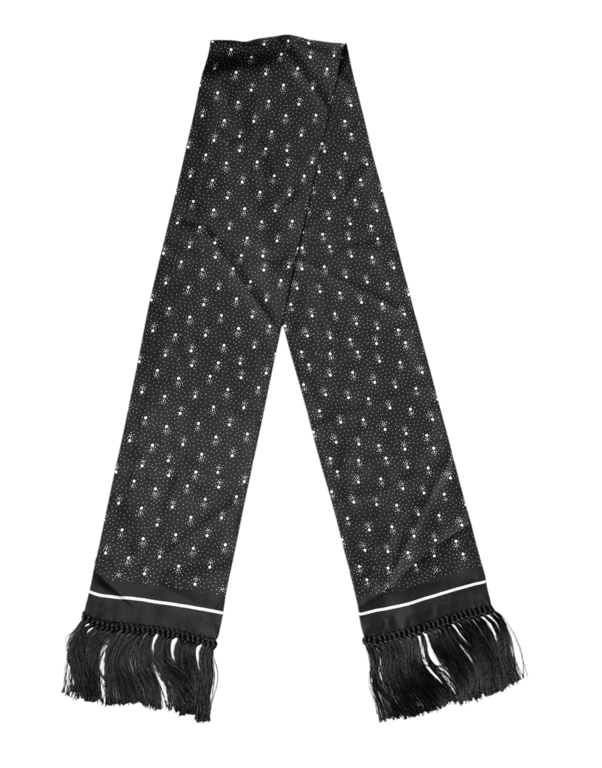 Black Silk Dotted Men Neck Wrap Shawl Scarf