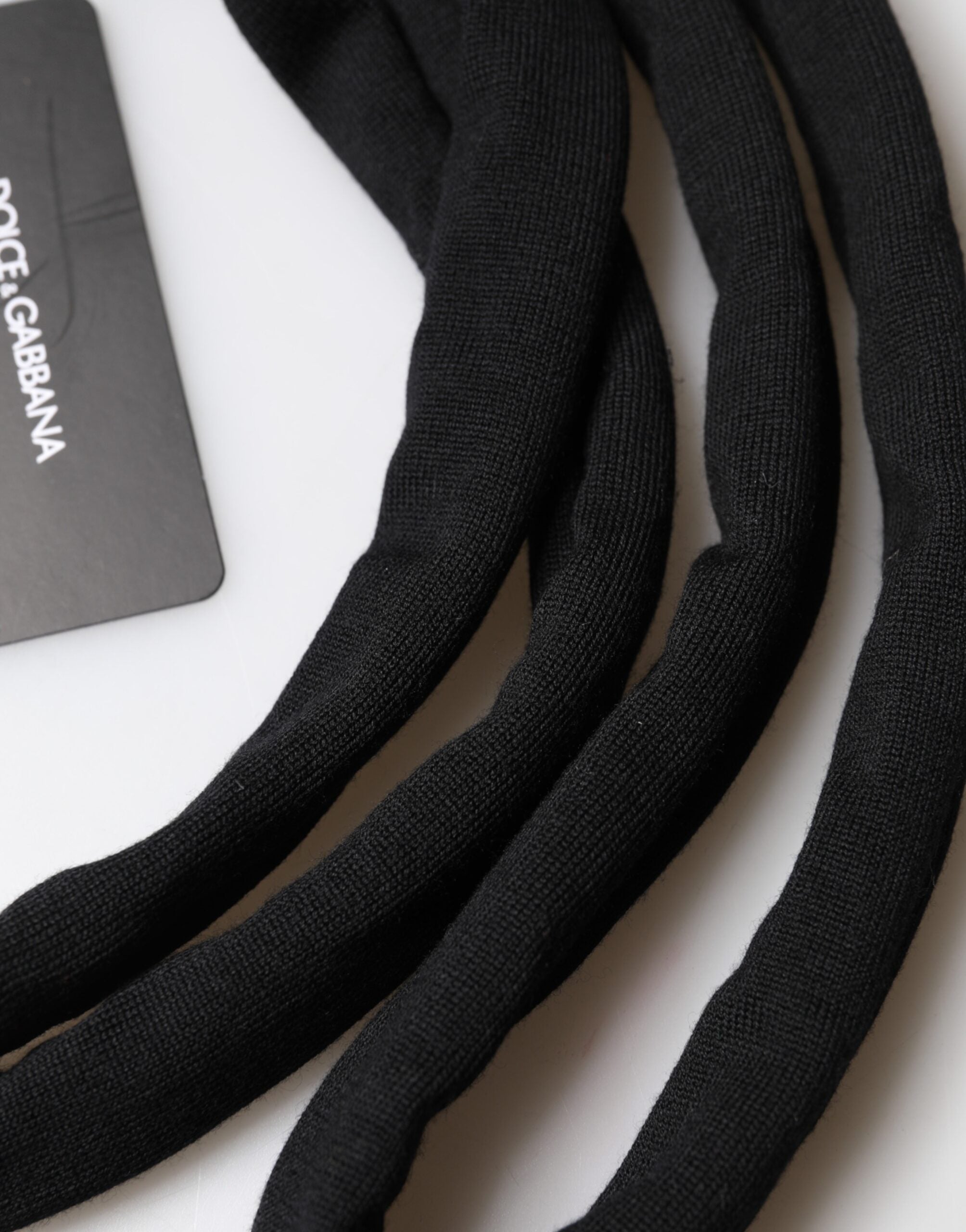 Black Wool Knitted Neck Wrap Shawl Men Scarf