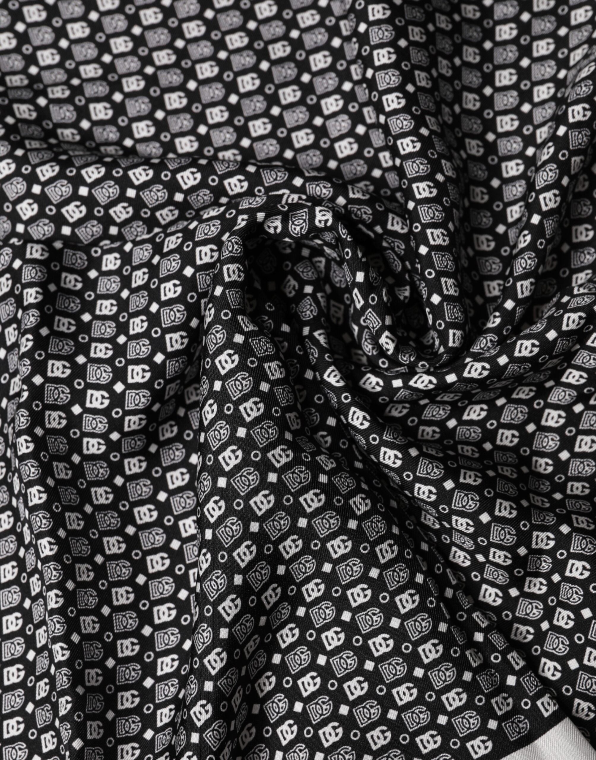 White Black Patterned Square Foulard Scarf