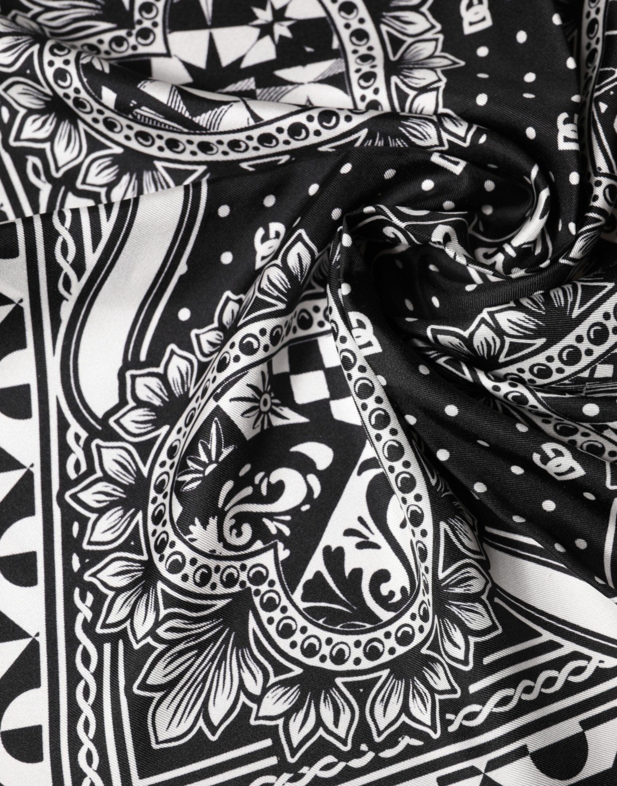 Black Bandana Print Silk Neck Foulard Scarf