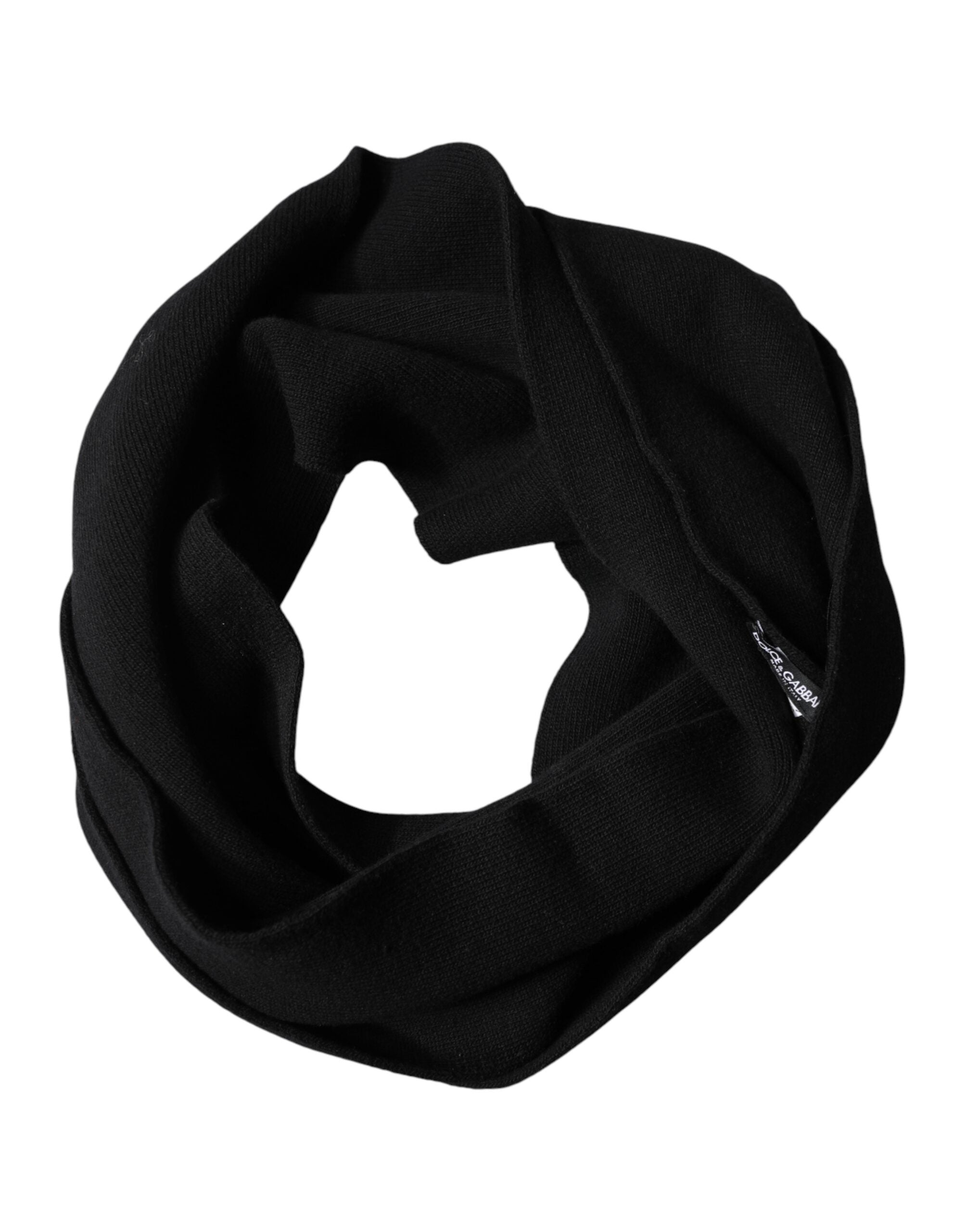 Black Wool Knitted Neck Wrap Foulard Scarf