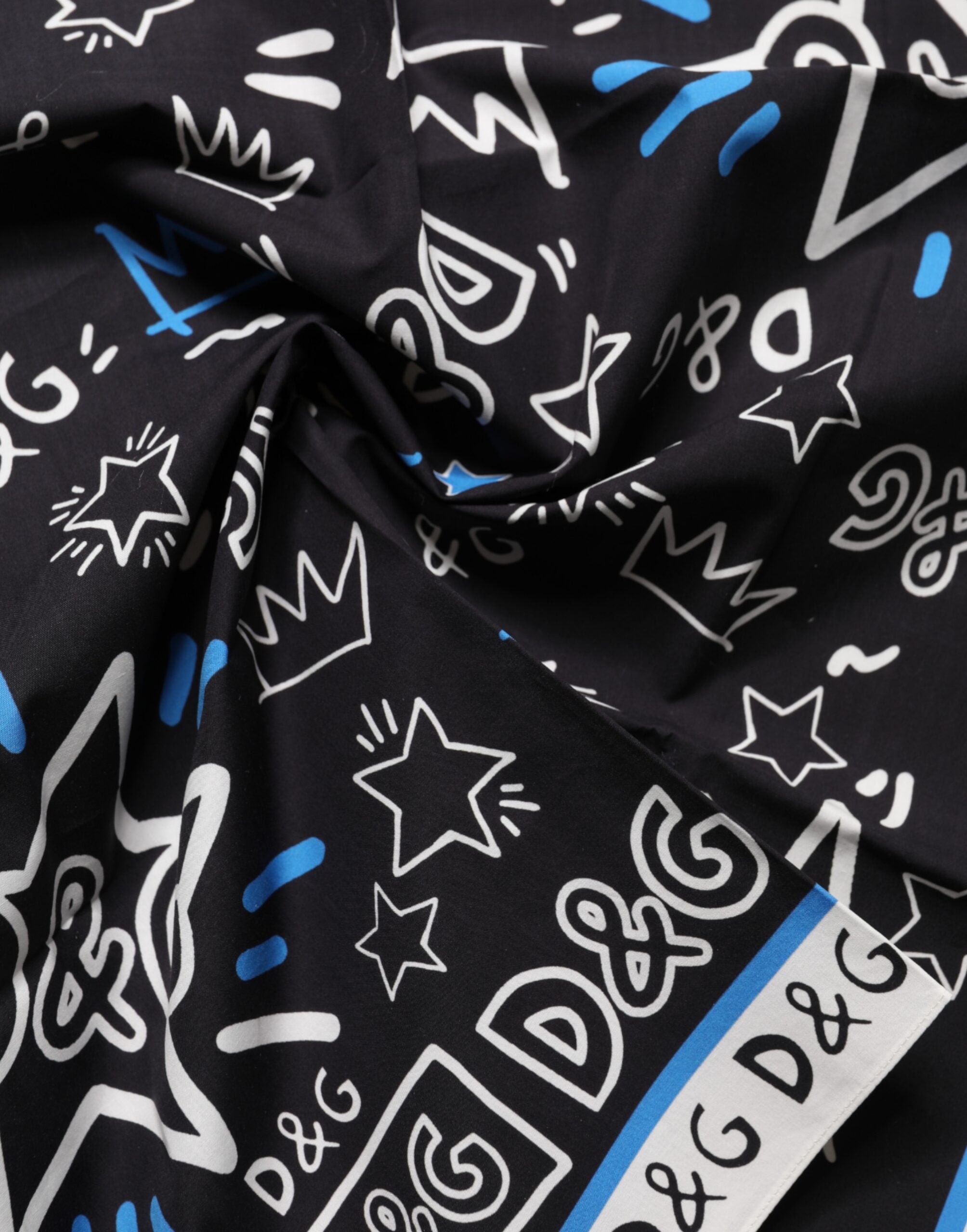 Multicolor Graphic Cotton Square Foulard Scarf