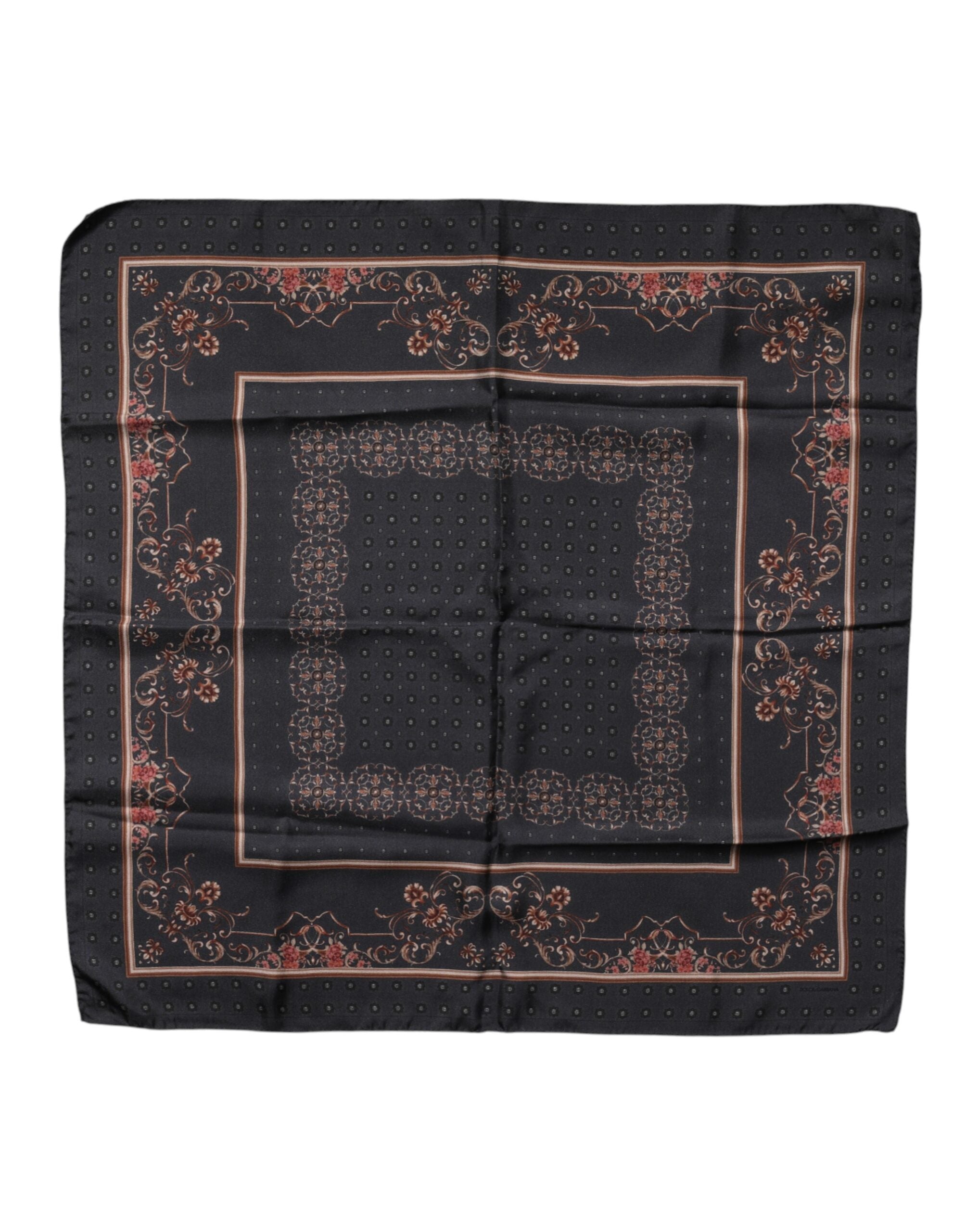 Black Patterned Square Foulard Scarf