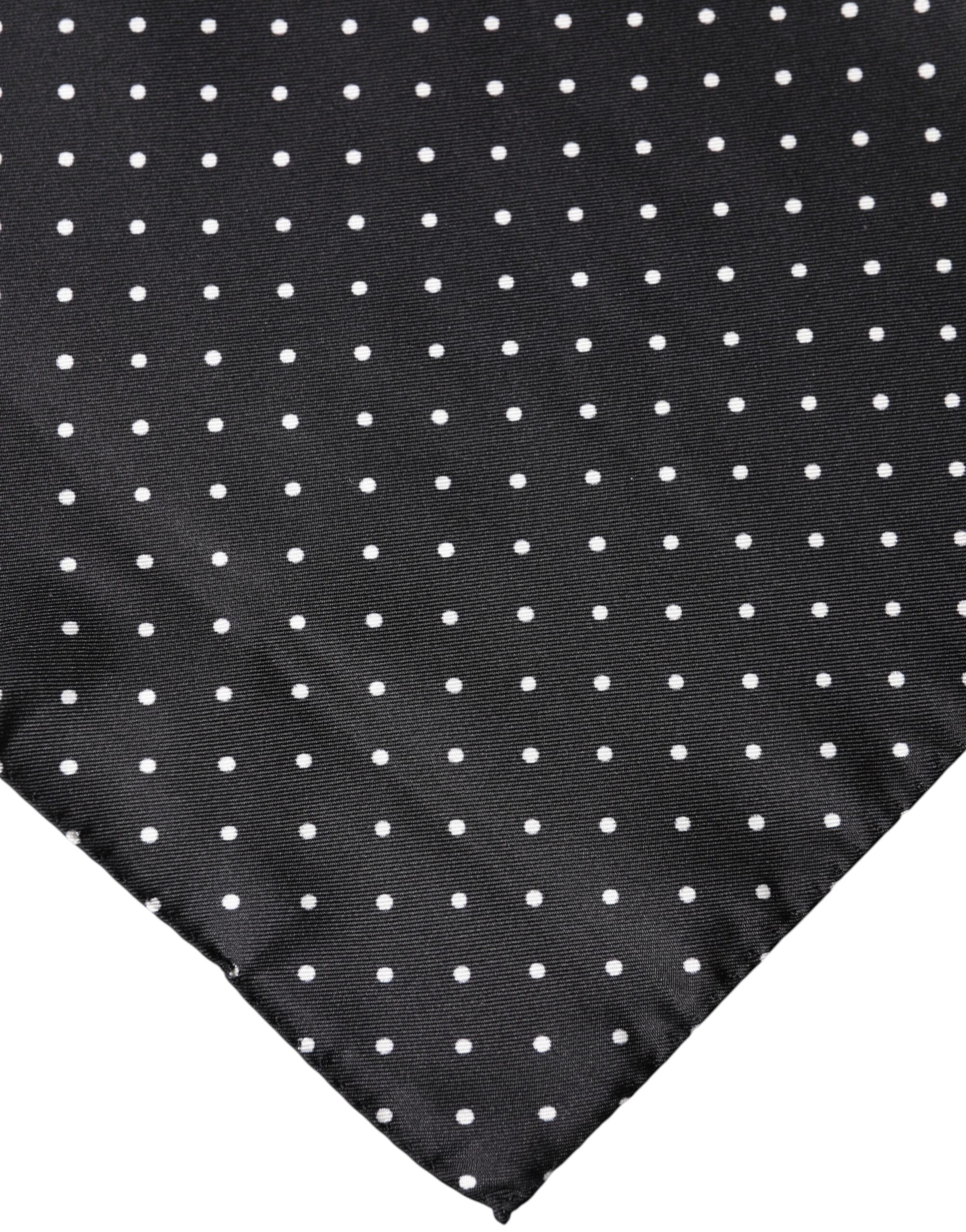 Black Polka Dot Silk Square Foulard Scarf