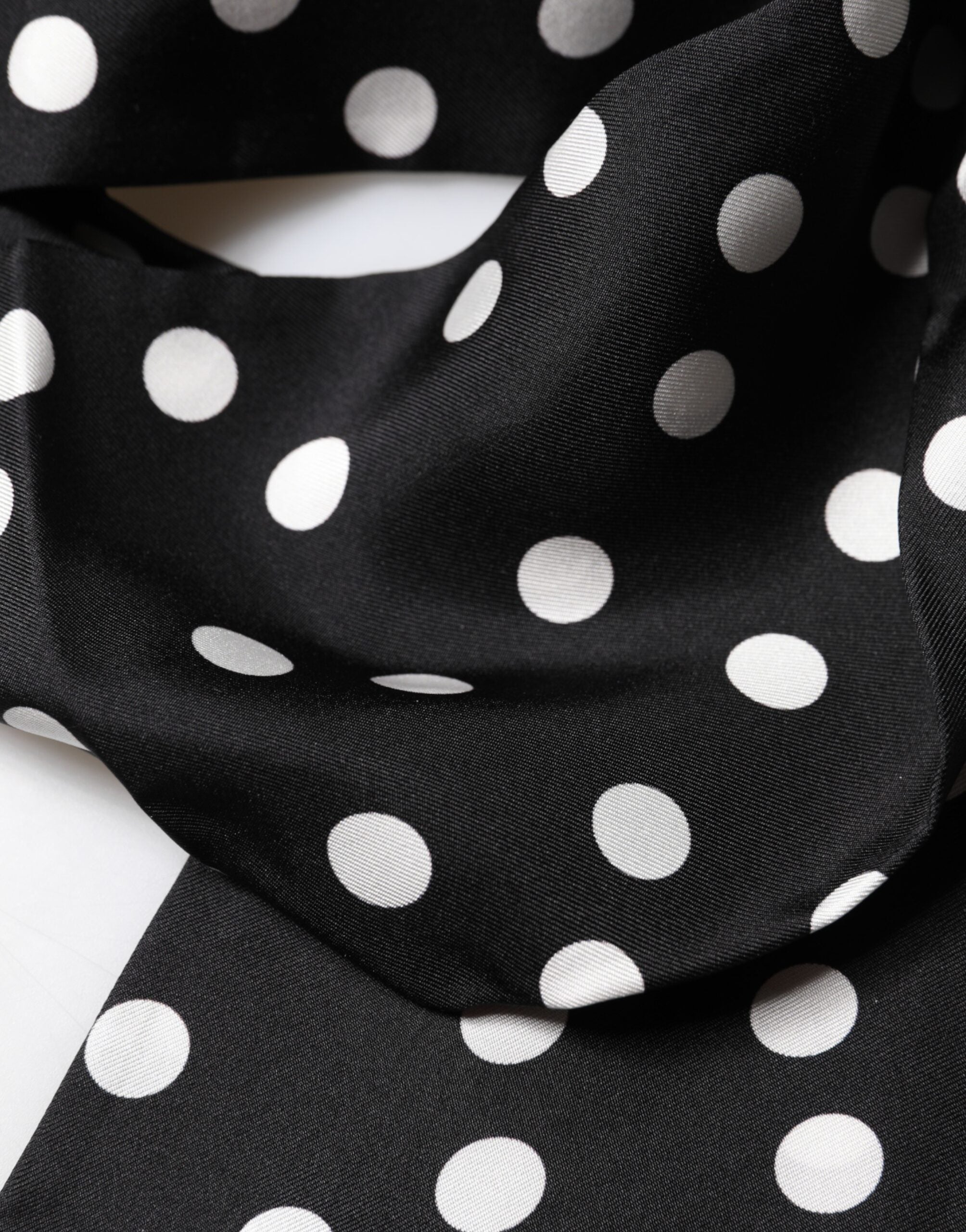 Scarf Black Polka Dot Silk Neck Wrap Foulard