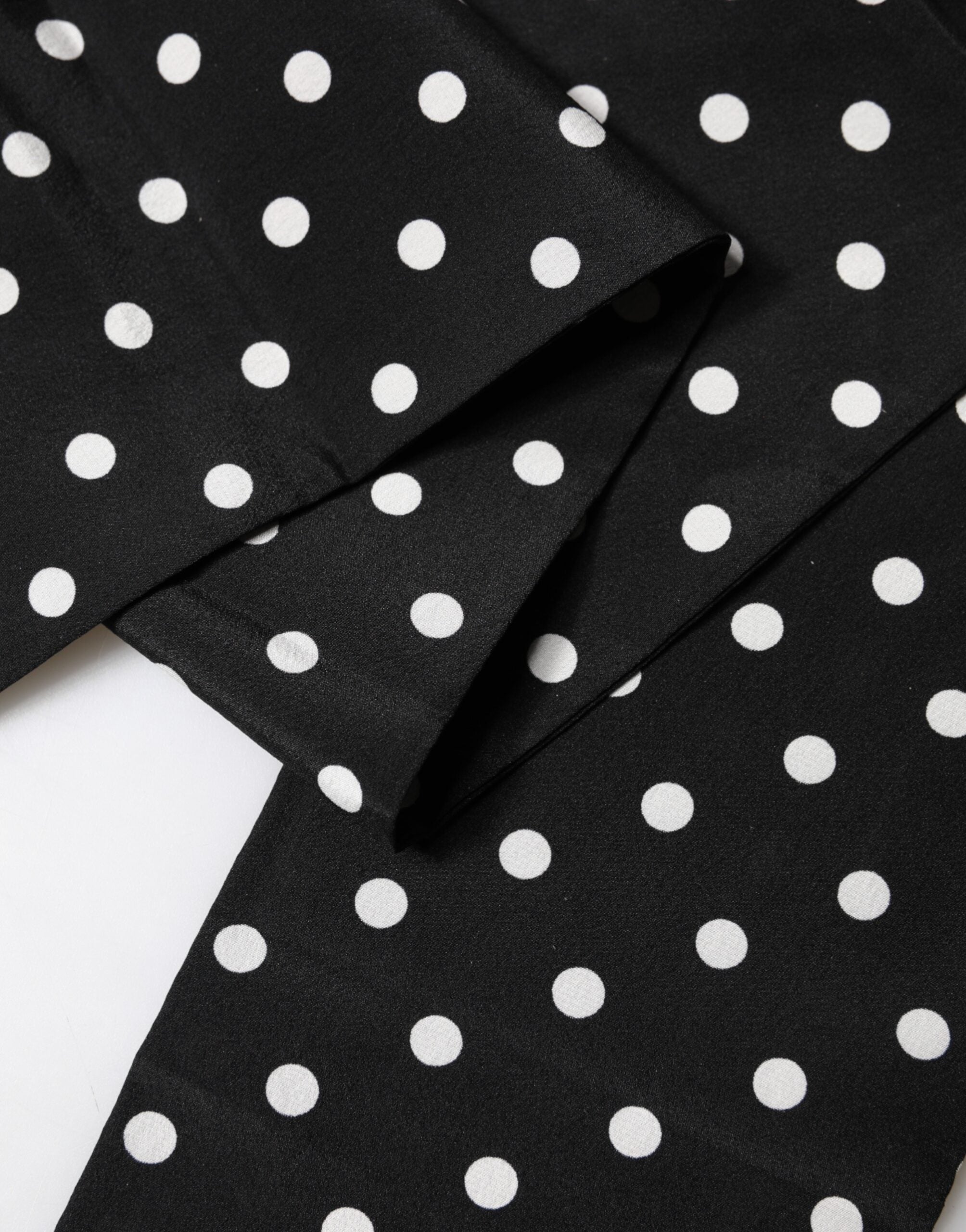 Black Polka Dot Neck Wrap Foulard 150cm x 12.5cm Scarf