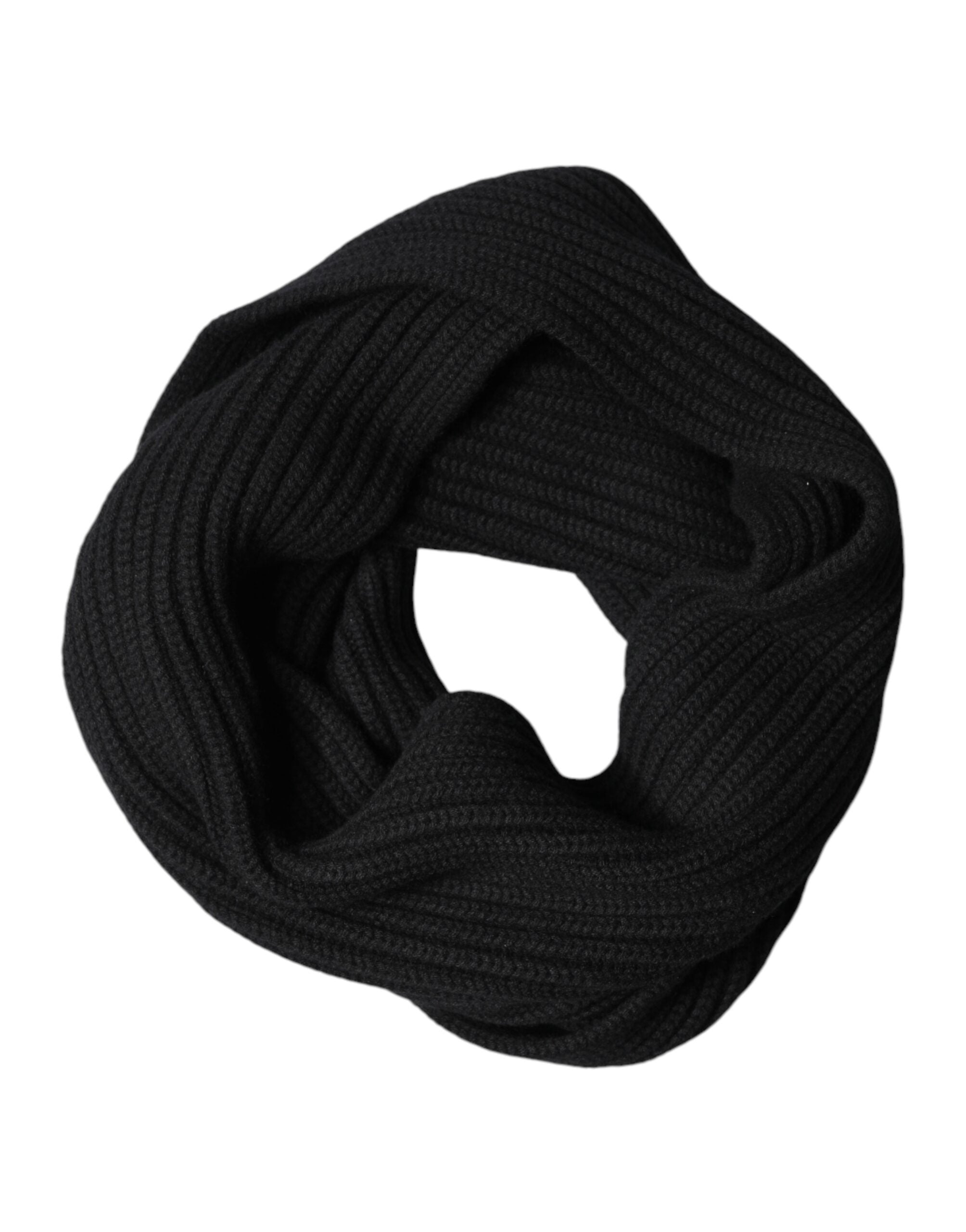 Black Cashmere Knit Neck Wrap Shawl 202cm x 26cm Scarf