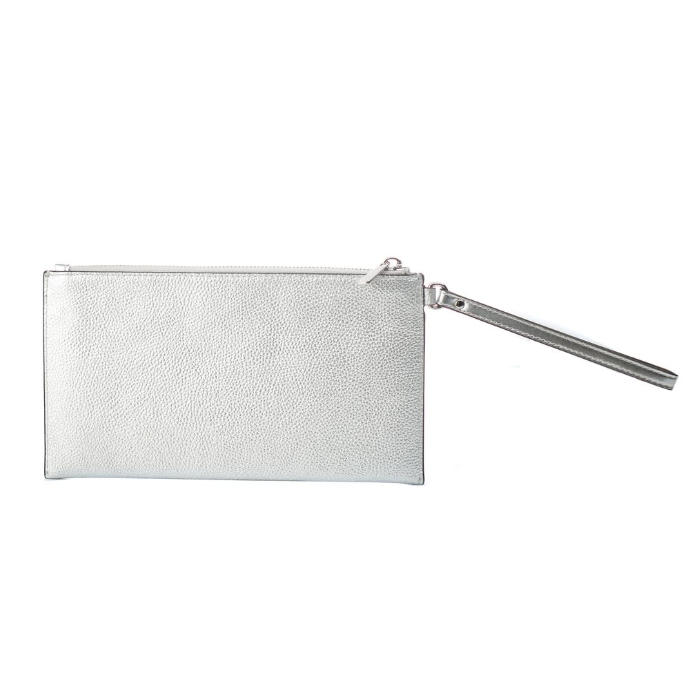 Gray Leather Clutch Bag