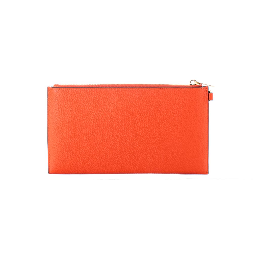 Orange Leather Clutch Bag
