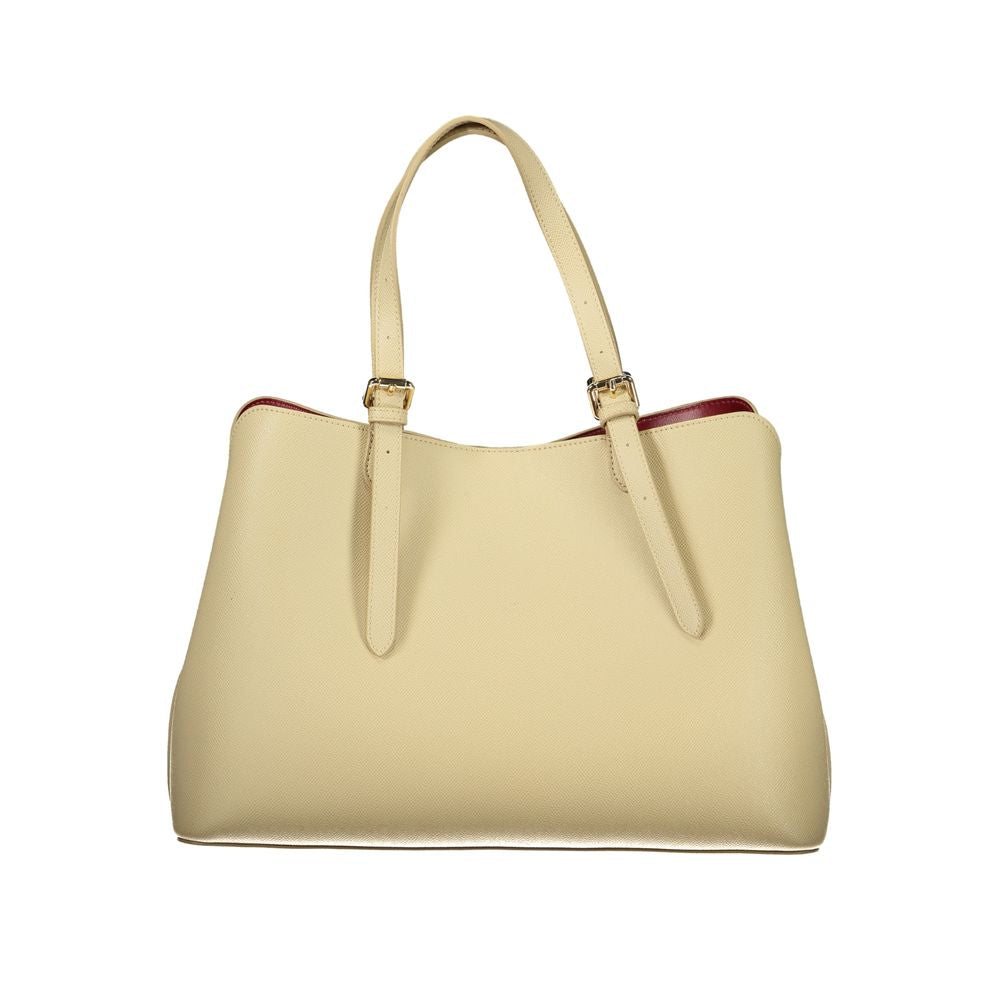 Beige Polyurethane Women Tote