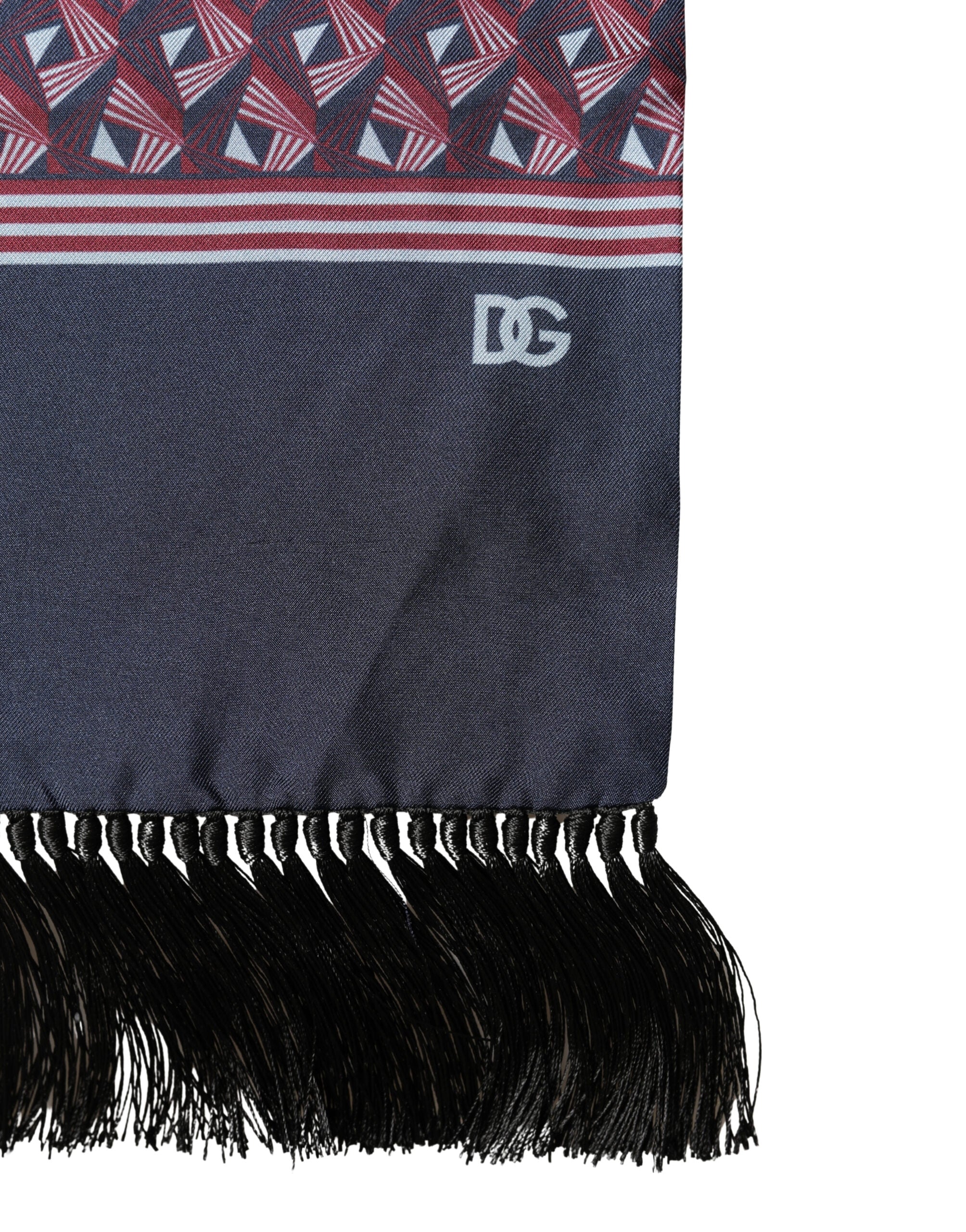 Multicolor Geometric Pattern Silk Fringe 142cm X 15cm Scarf