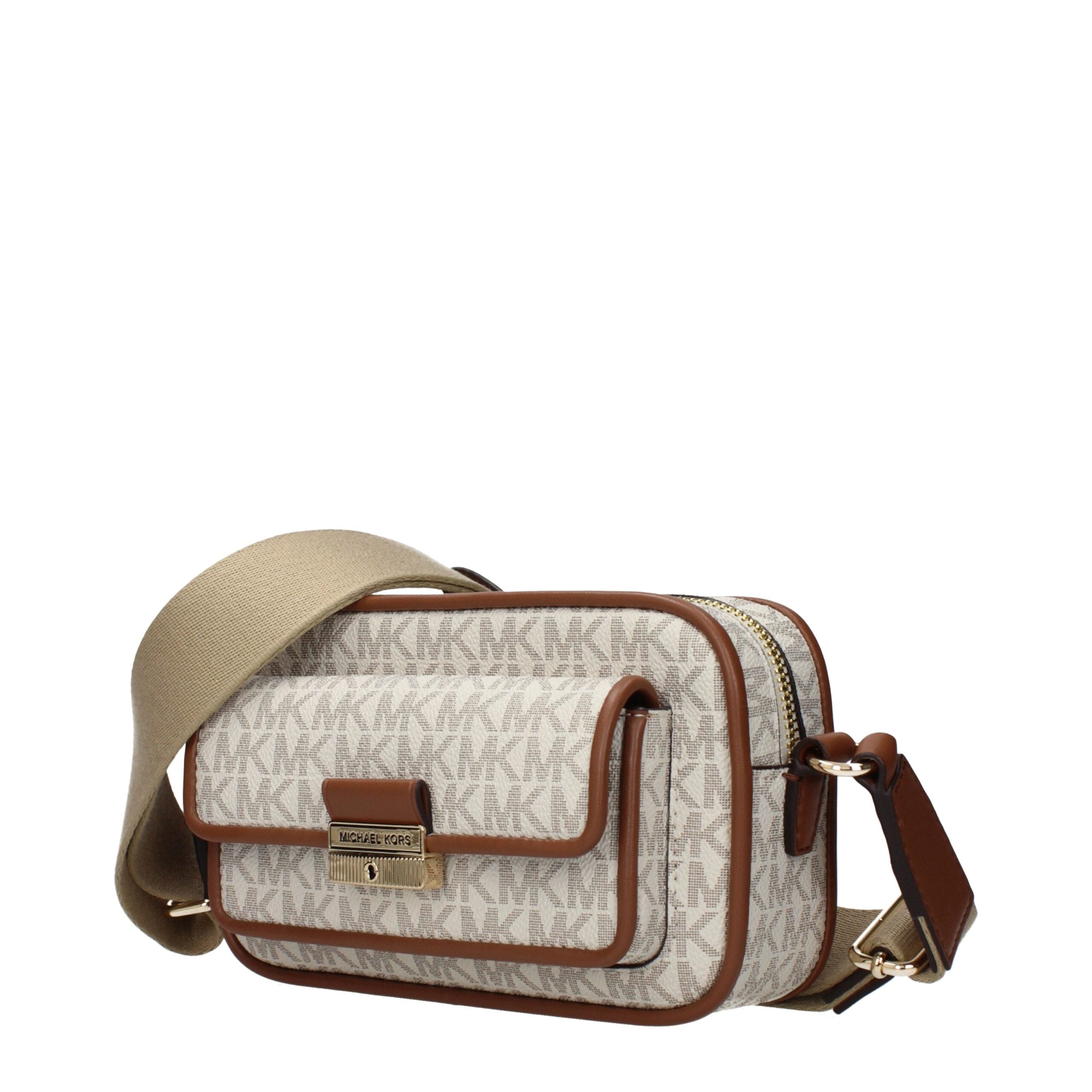 Beige Fabric Crossbody Bag