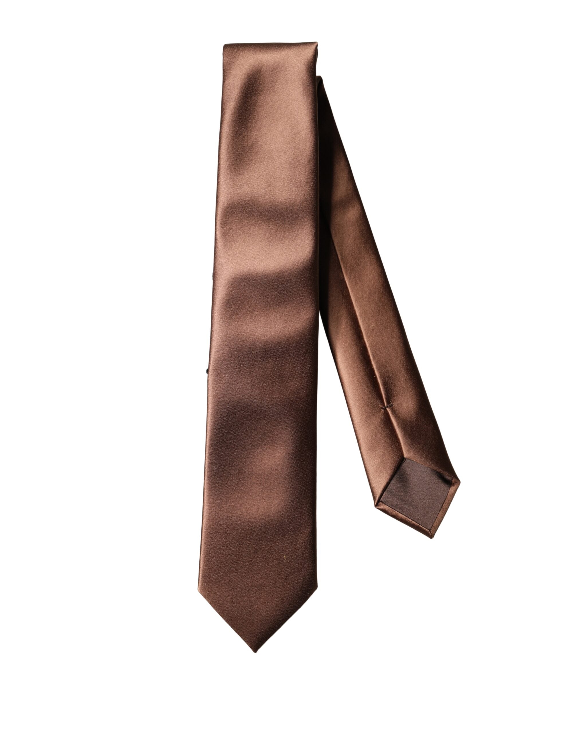 Brown Satin 100% Silk Wide Adjustable Men Necktie Tie