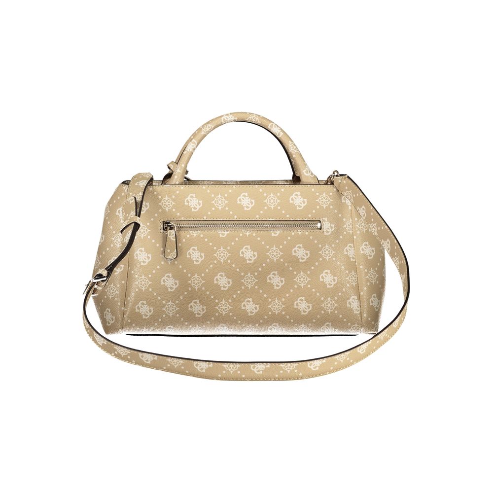 Beige Polyurethane Women Handbag