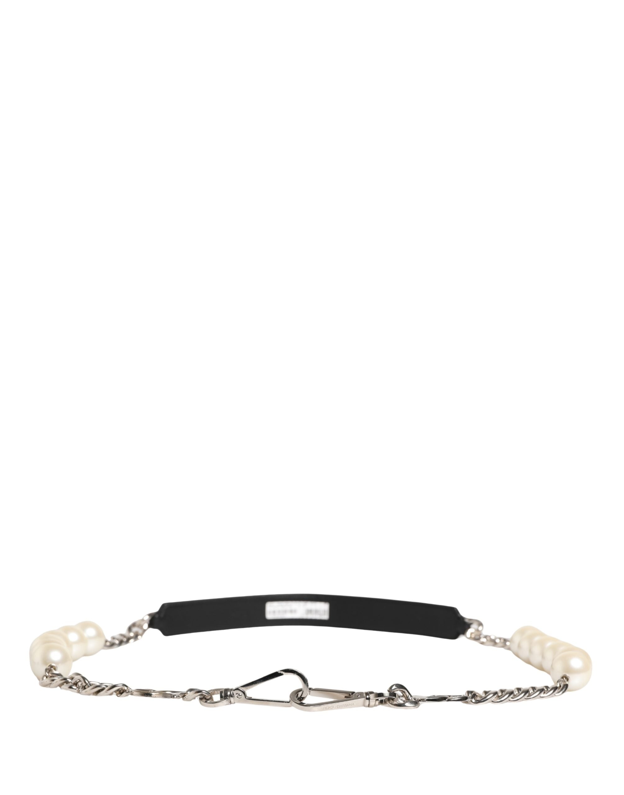 Black Leather Silver Chain Bag Accessory Shoulder Strap