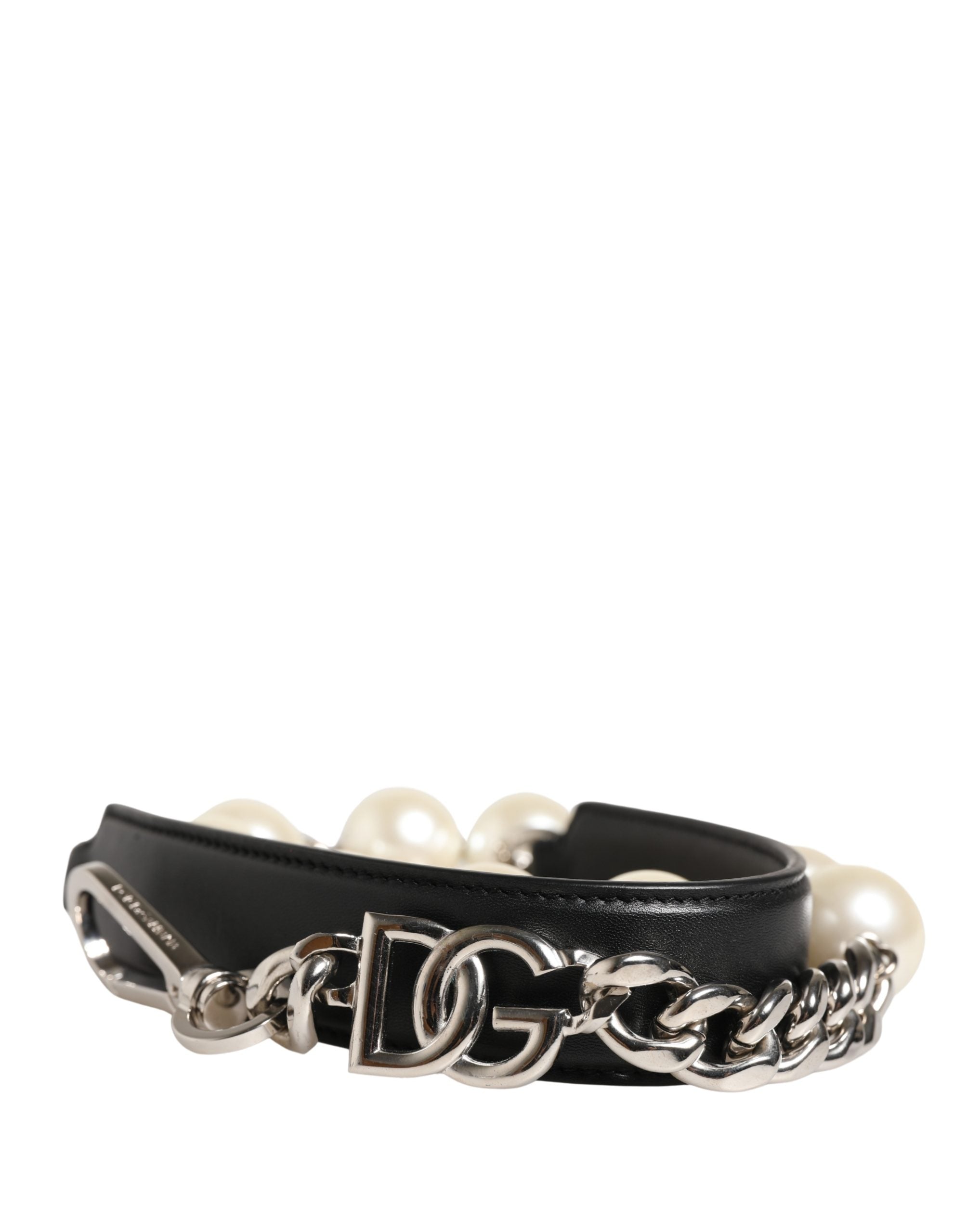 Black Leather Silver Chain Bag Accessory Shoulder Strap