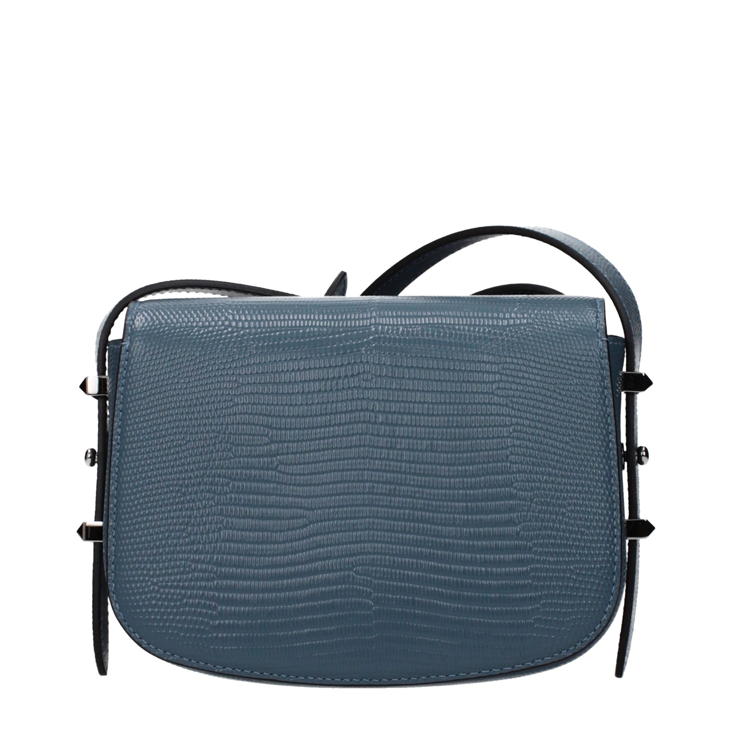 Blue Leather Shoulder Bag