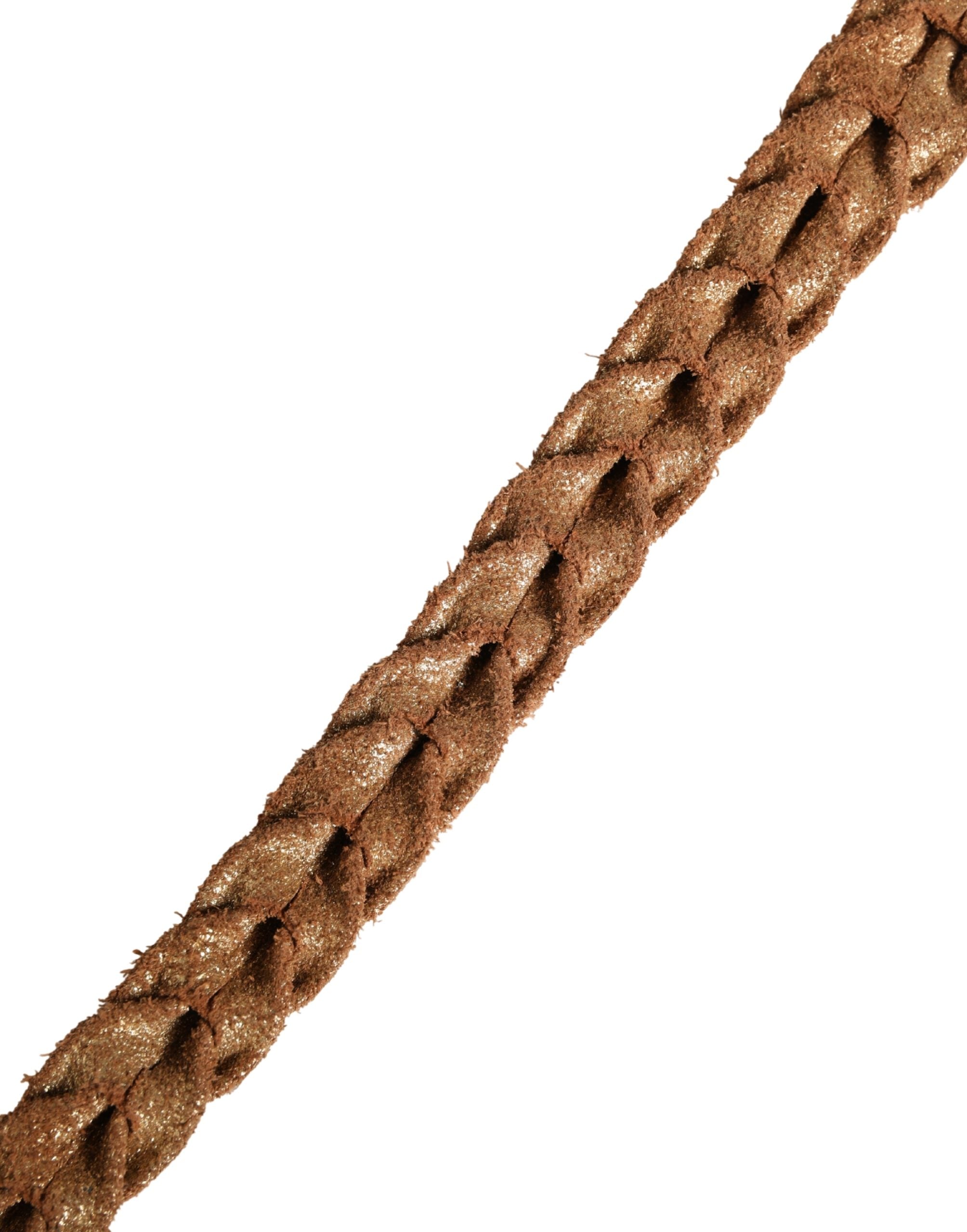 Brown Leather Braided Metal Buckle Belt