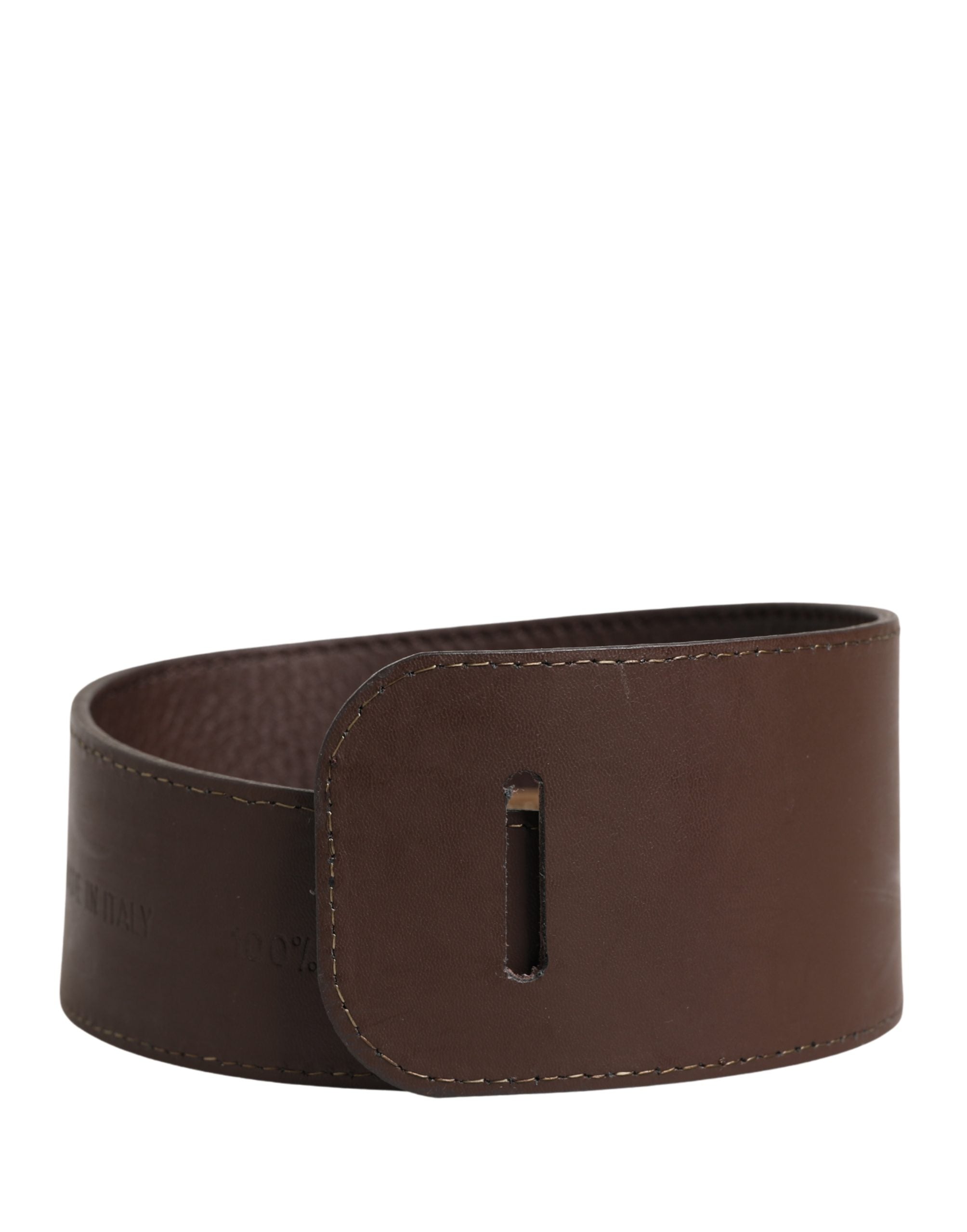 Brown Genuine Leather Logo Wide Waist Women Belt