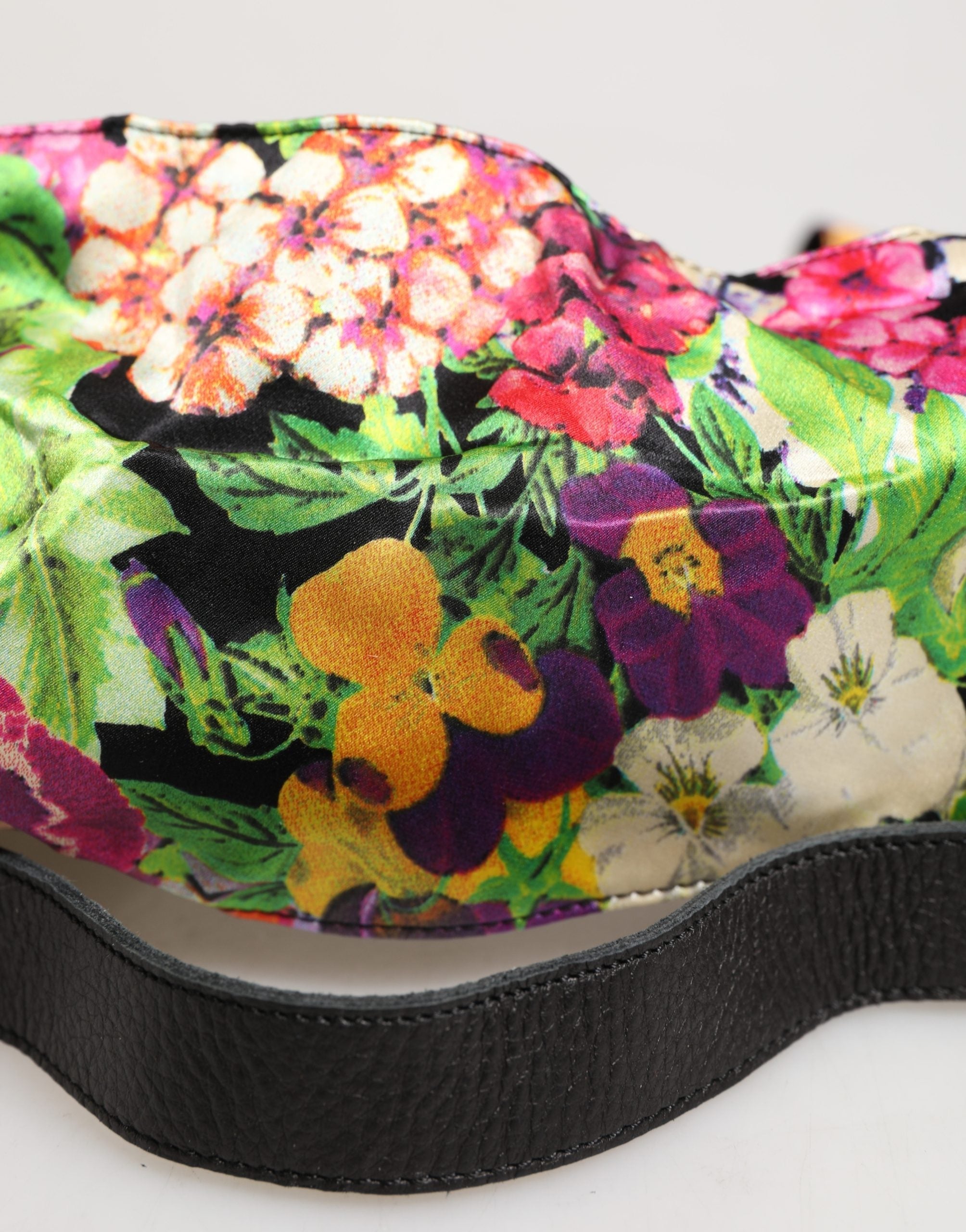 Multicolor Floral Wide Waist Gold Metal Buckle Cintura Belt