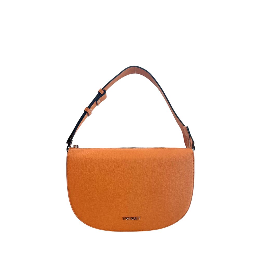 Orange Polyurethane Women Shoulder Bag