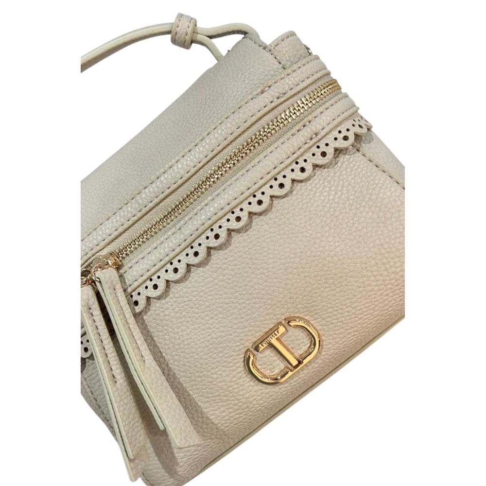 Beige Polyethylene Shoulder Bag