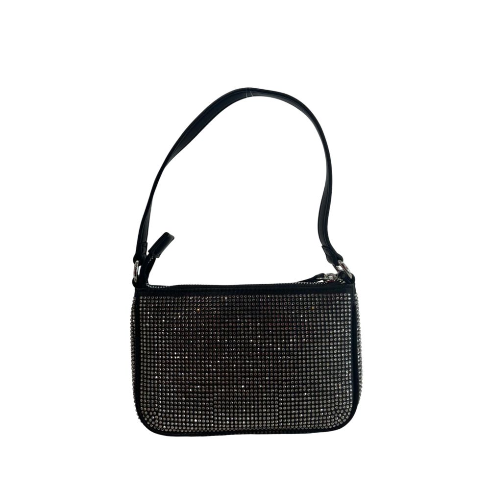 Black Polyurethane Women Shoulder Bag