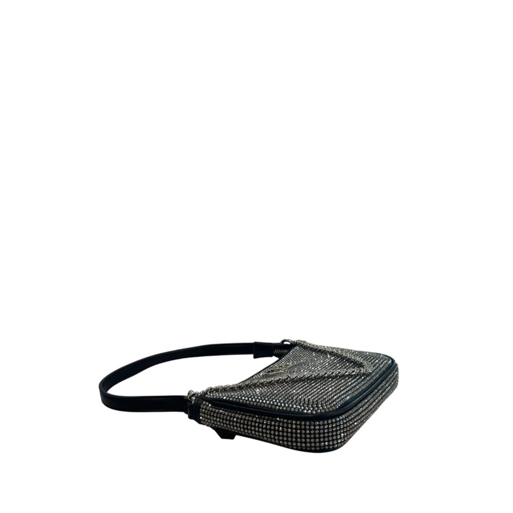 Black Polyurethane Women Shoulder Bag