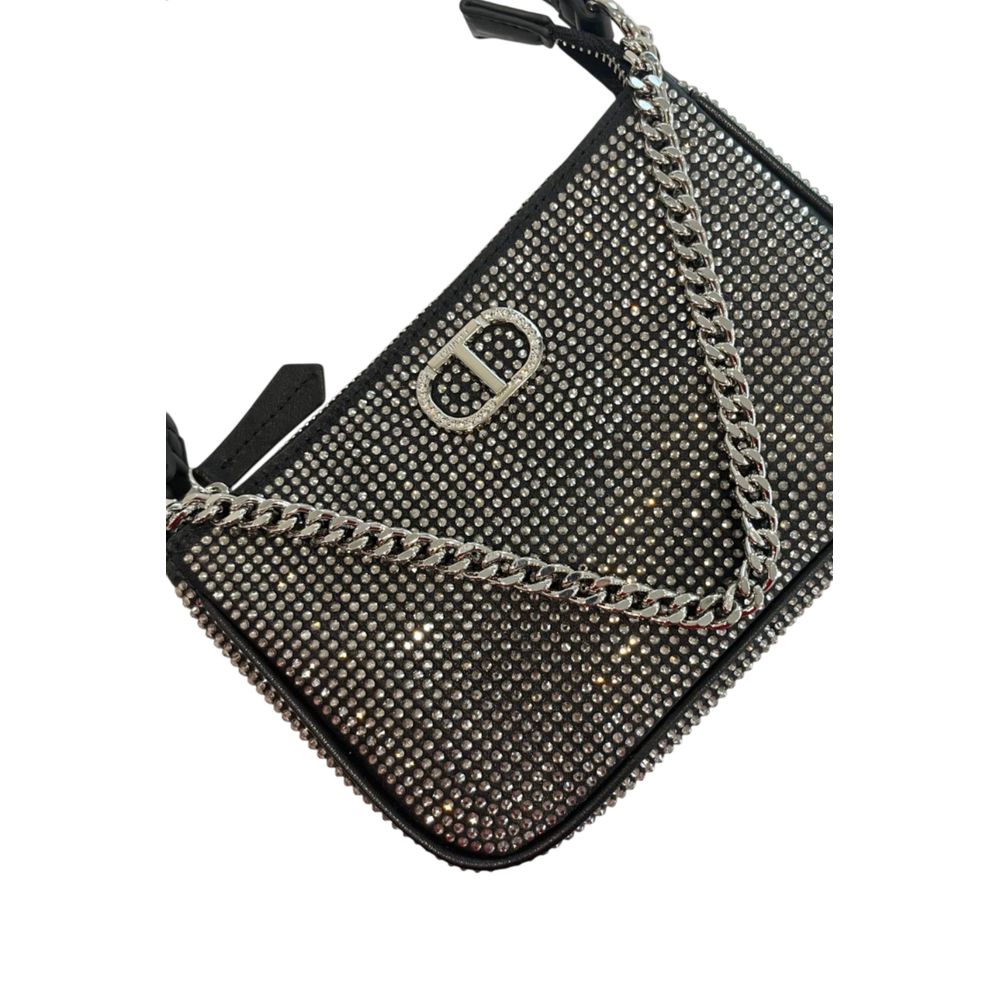 Black Polyurethane Women Shoulder Bag