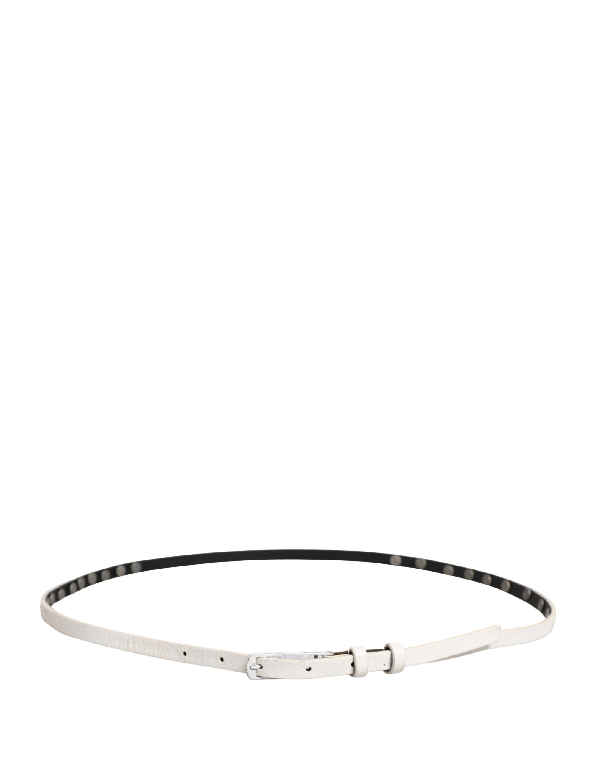 White Leather Studded Cintura Belt