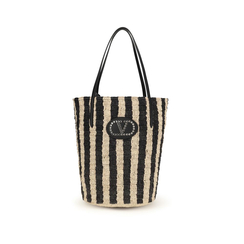 Black Raffia Backet Bag