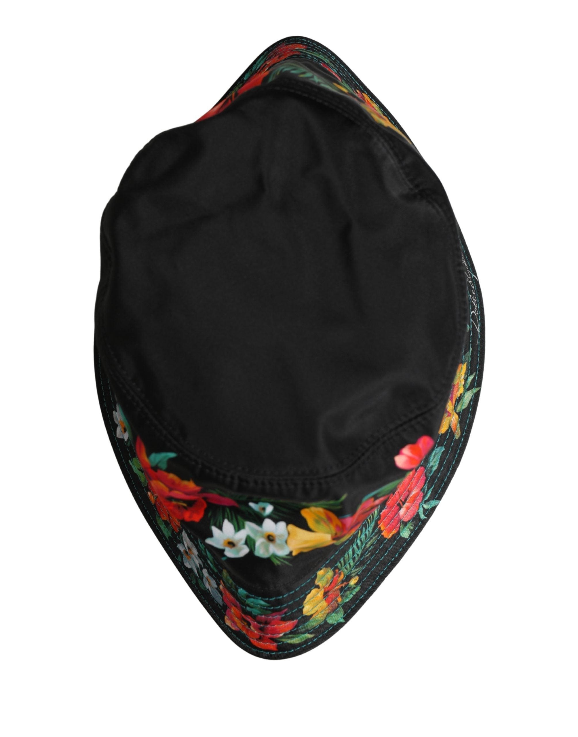 Men Black Floral Print Nylon Fisherman Cap Hat
