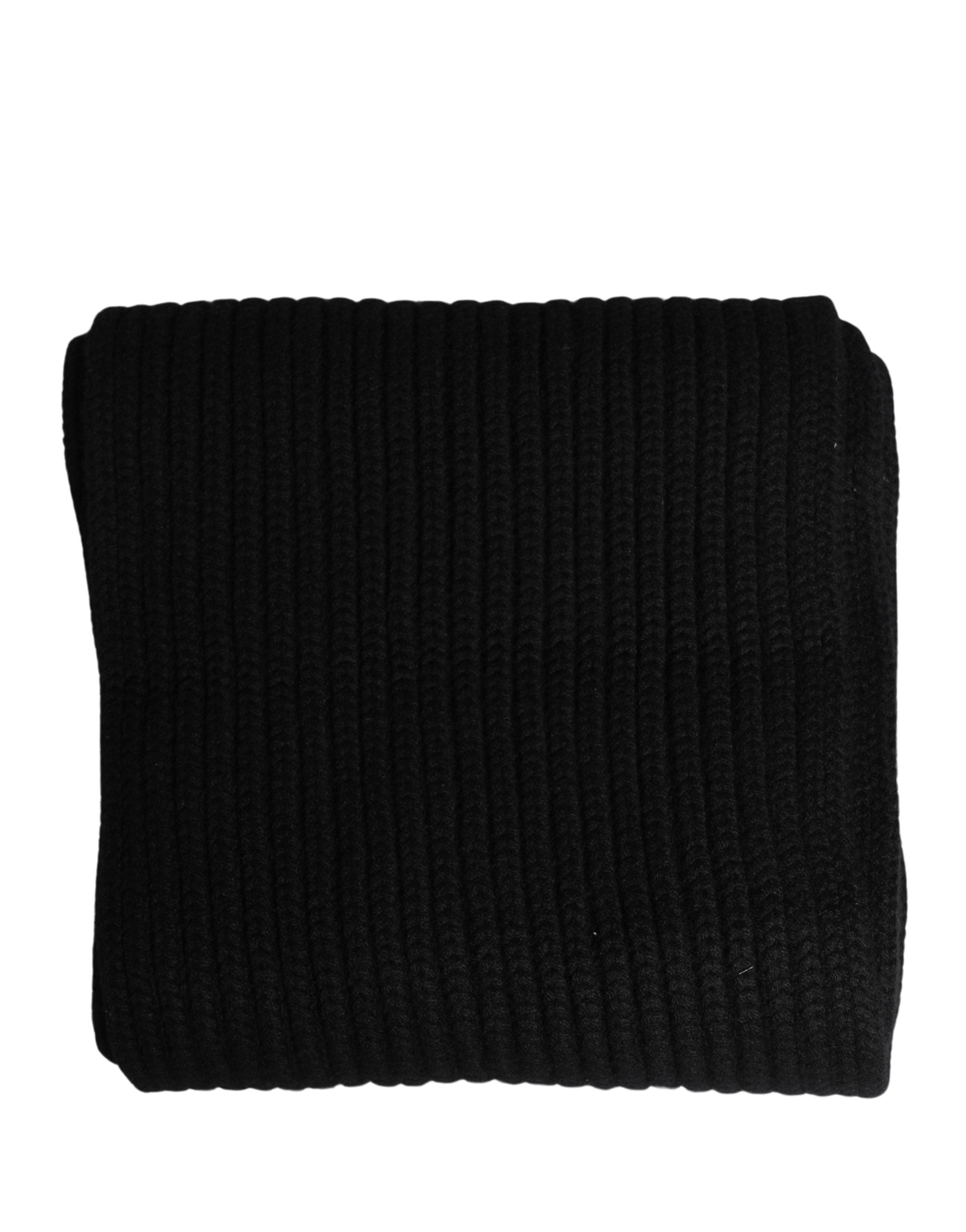 Black Cashmere Knitted Men Neck Warmer One Size Scarf