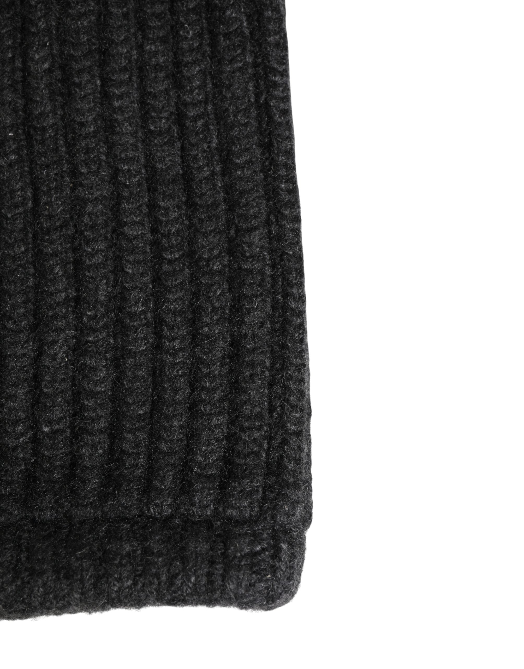 Black Cashmere Knitted Men Winter Neck Warmer Hat