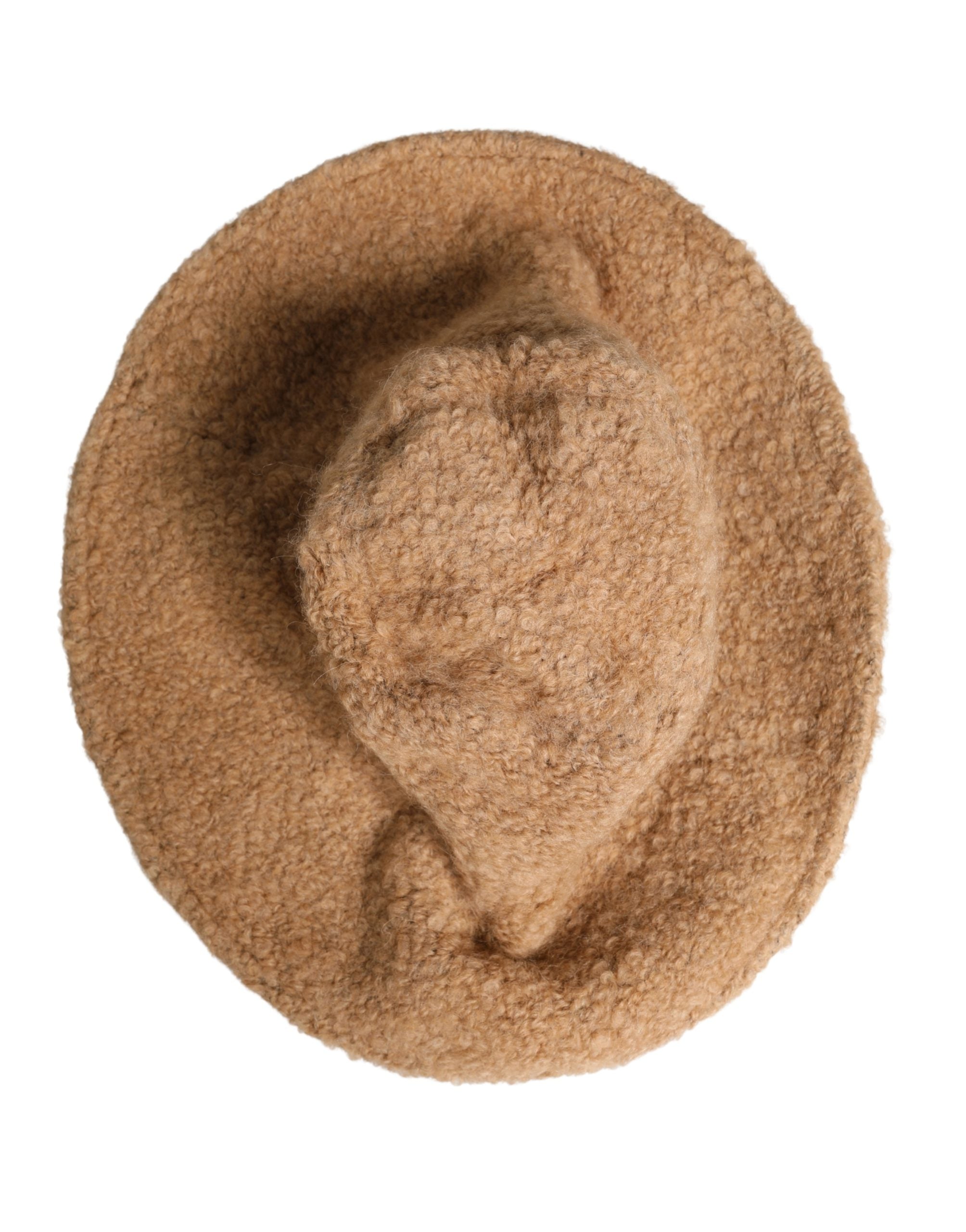 Beige Virgin Wool Fur Women Knitted Capello Hat