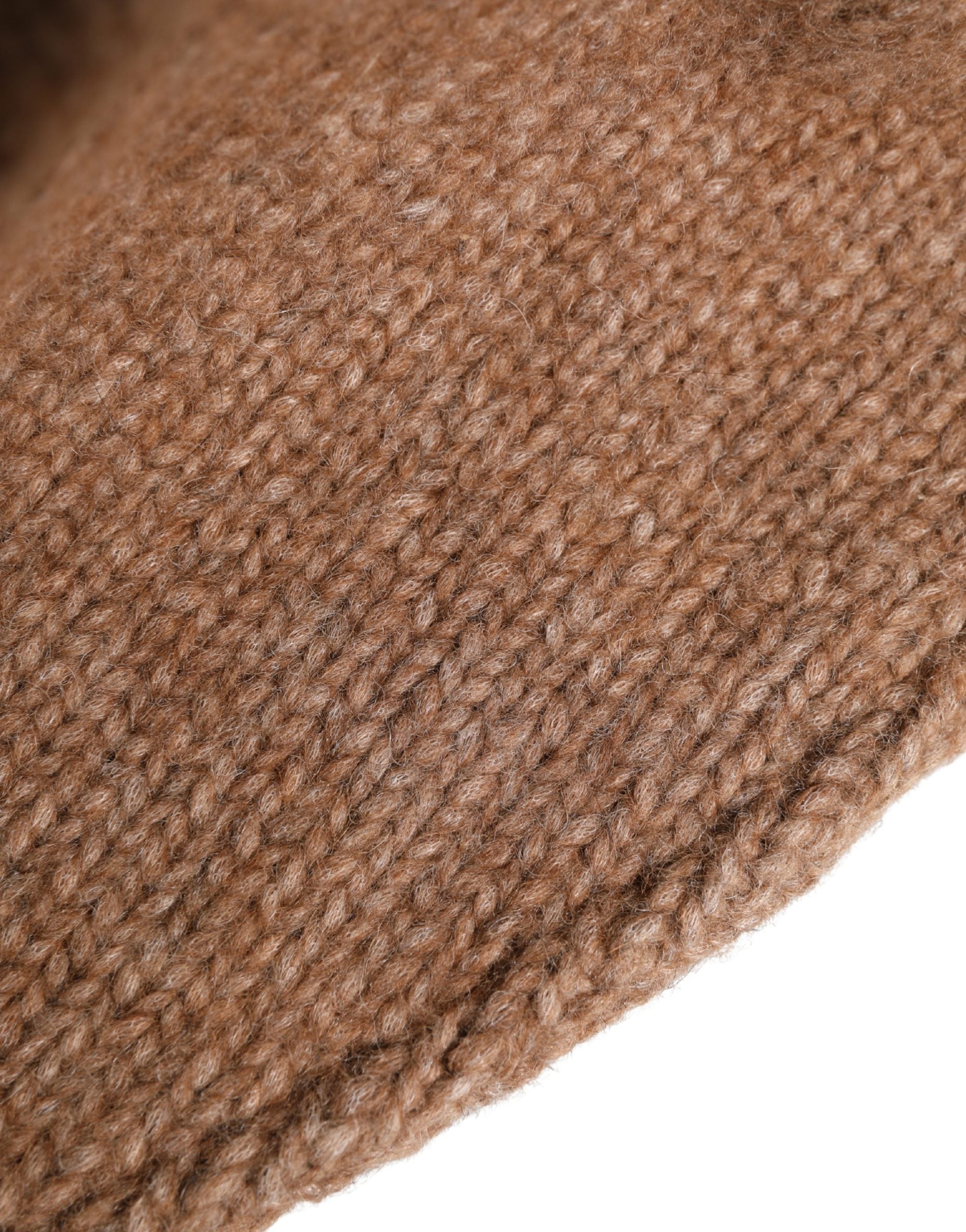 Brown Llama Wool Women Knitted Capello Hat