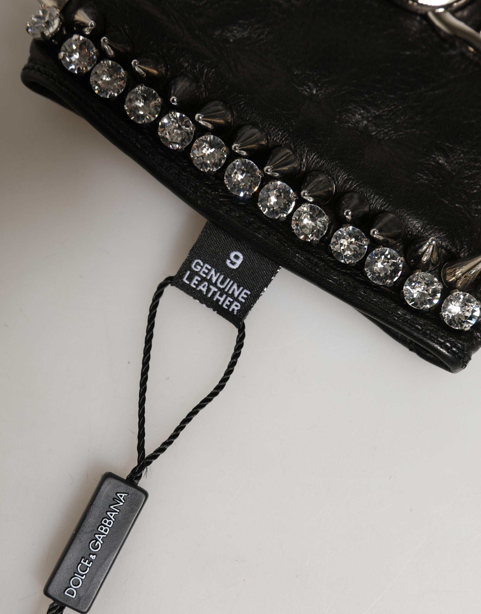 Women Black Embellished Wrist Length Mitten Gloves