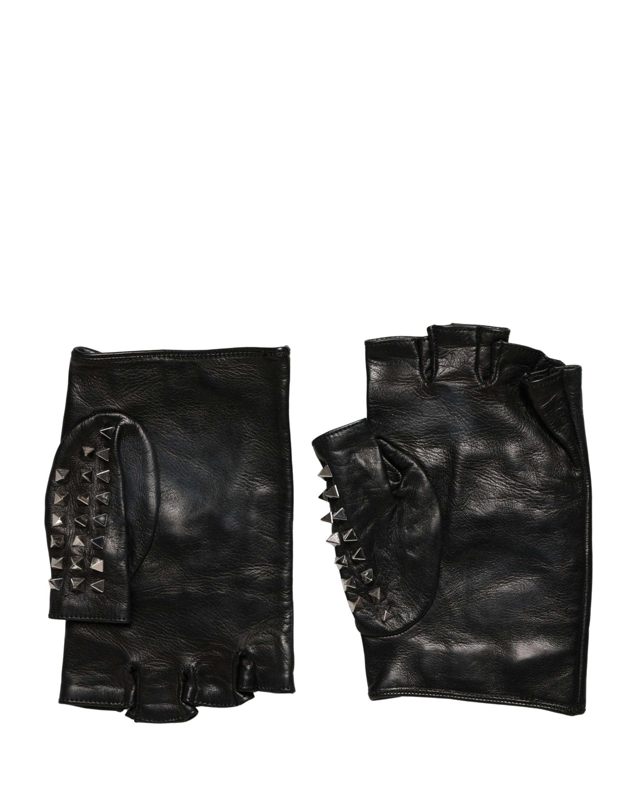Black Embellished Wrist Length Mitten Women Gloves