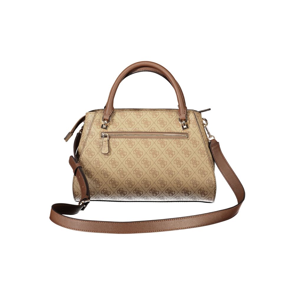 Beige Polyurethane Women Handbag
