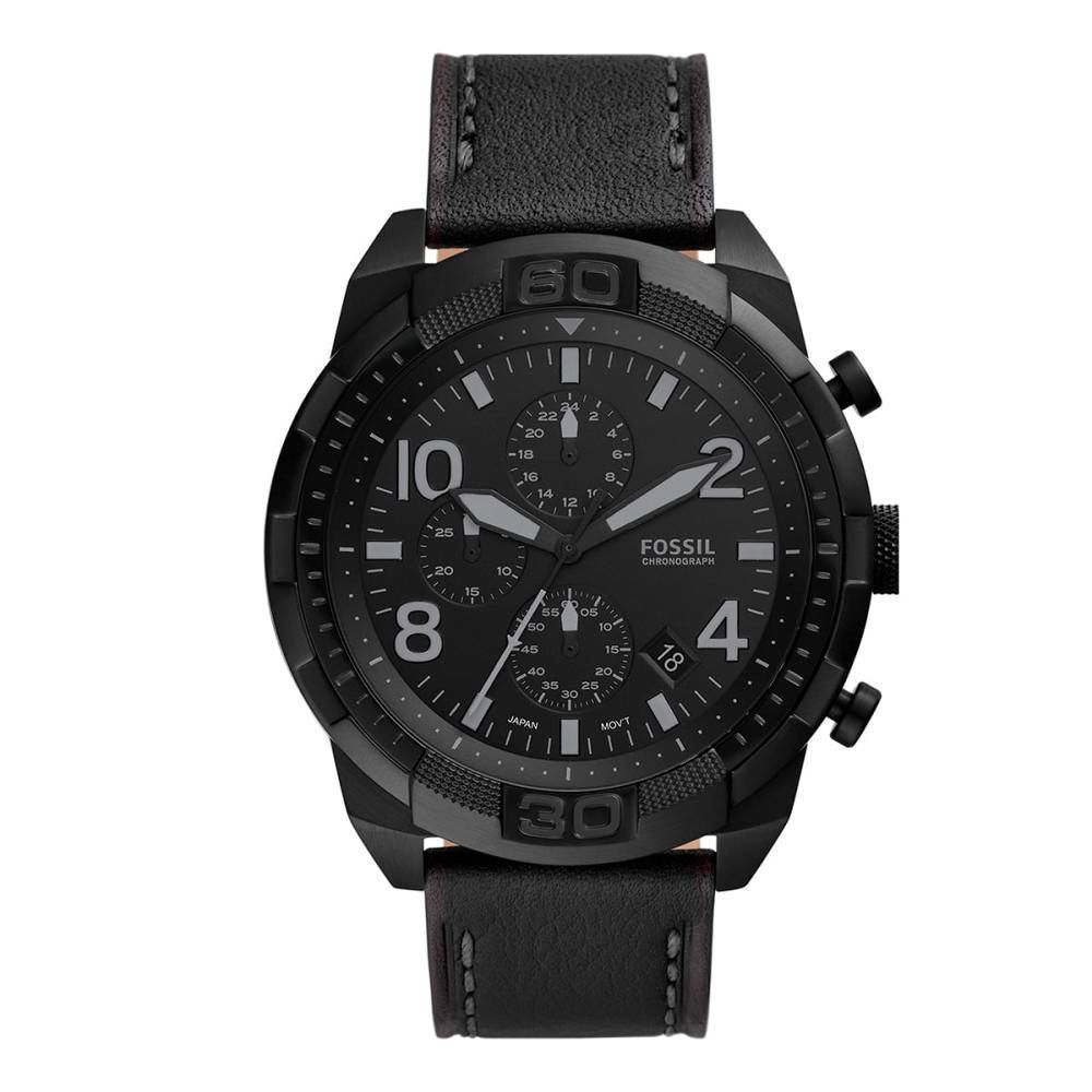 Black Leather Sport Watch