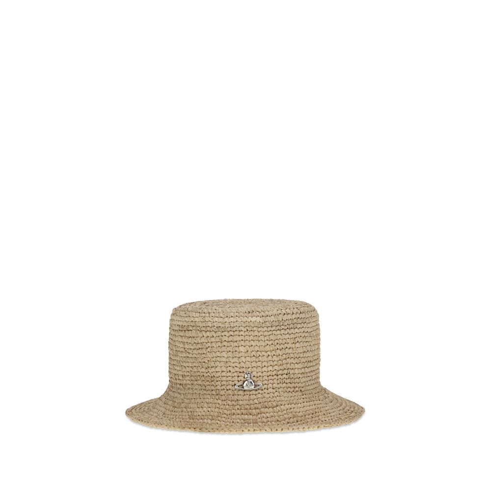 Beige Raffia Bucket Hat
