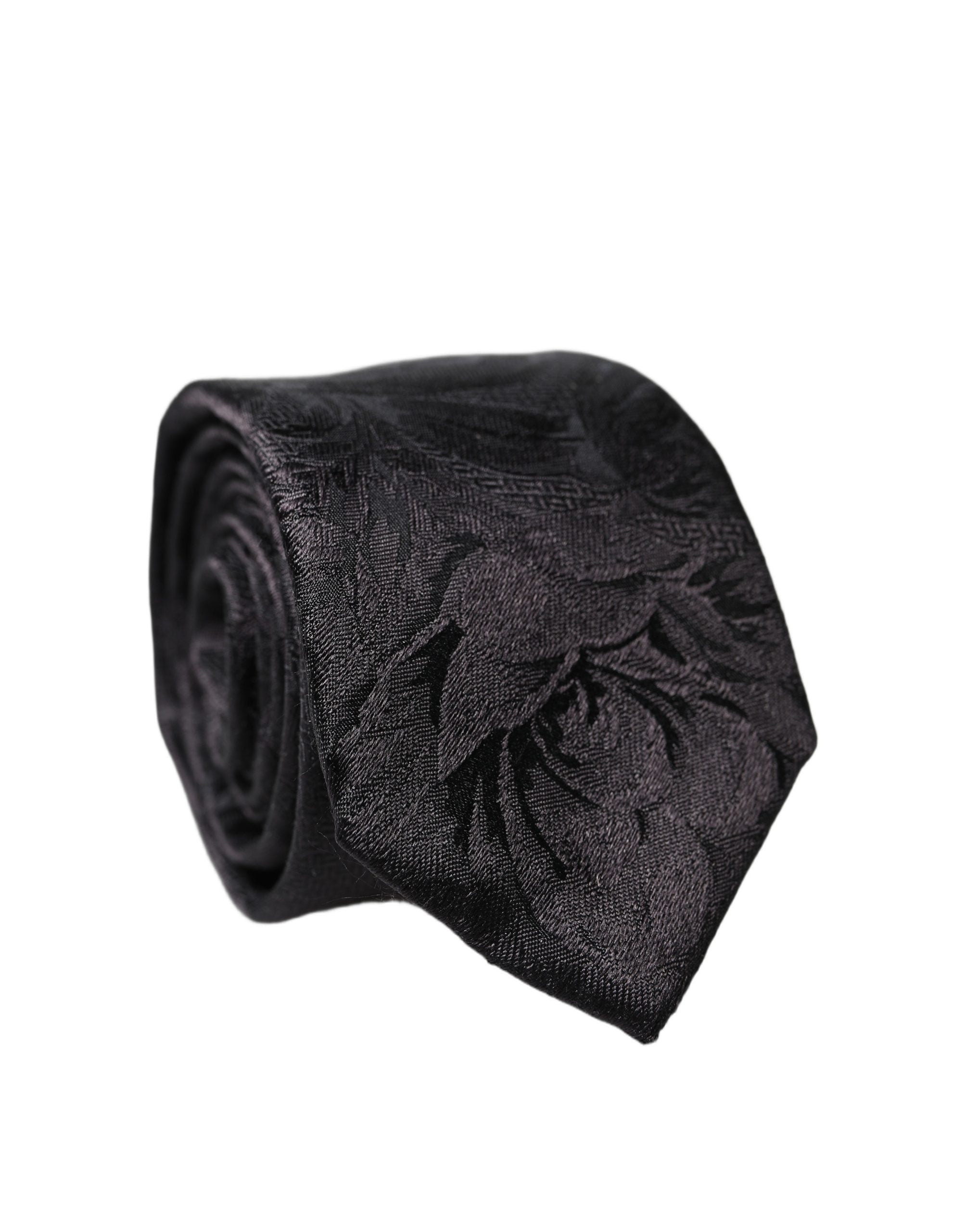 Black Floral Fantasy Silk Adjustable Men Necktie Tie