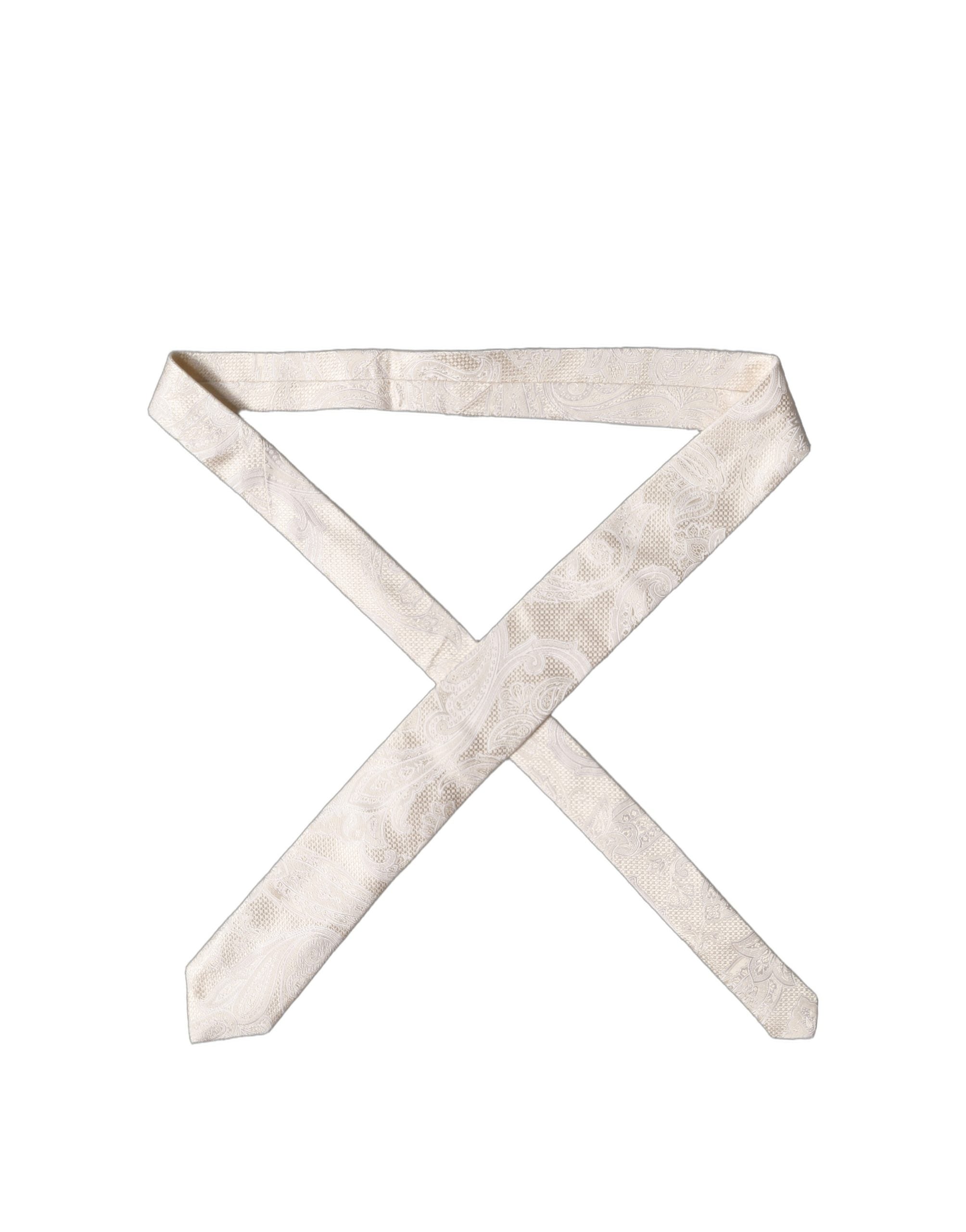 Off White Floral Silk Adjustable Men Tied Necktie Tie