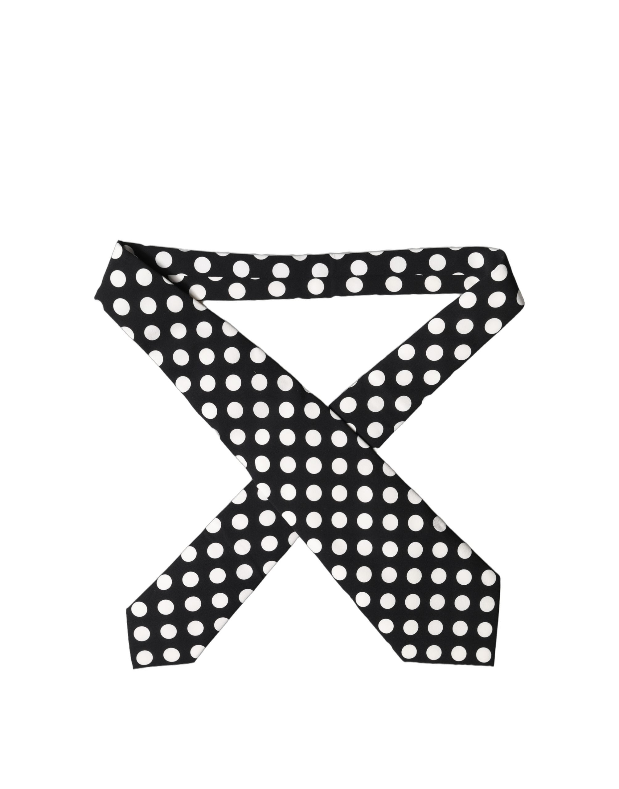 Black White Polka Dot Silk Adjustable Women Necktie Tie