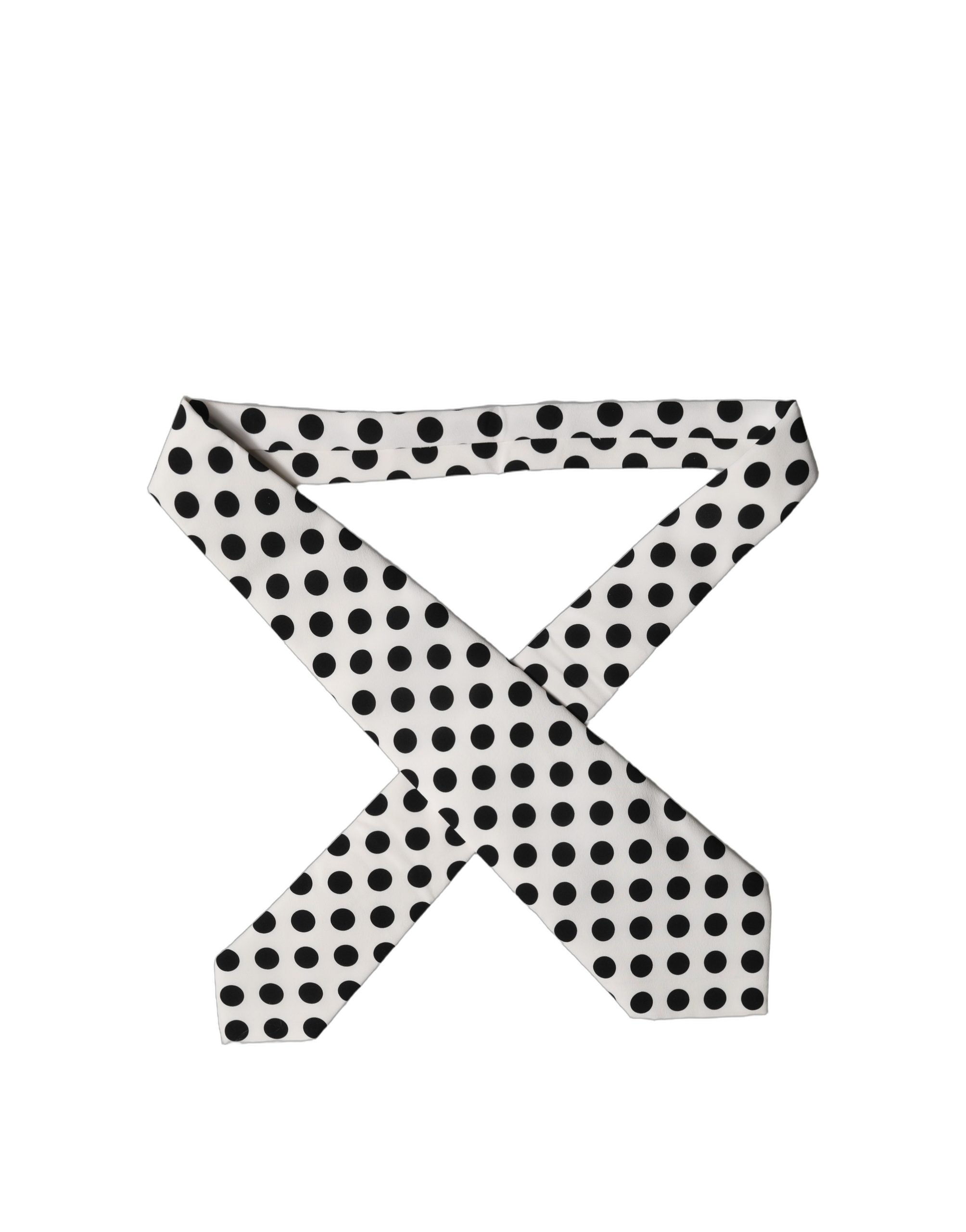 White Black Polka Dot Silk Adjustable Women Necktie Tie