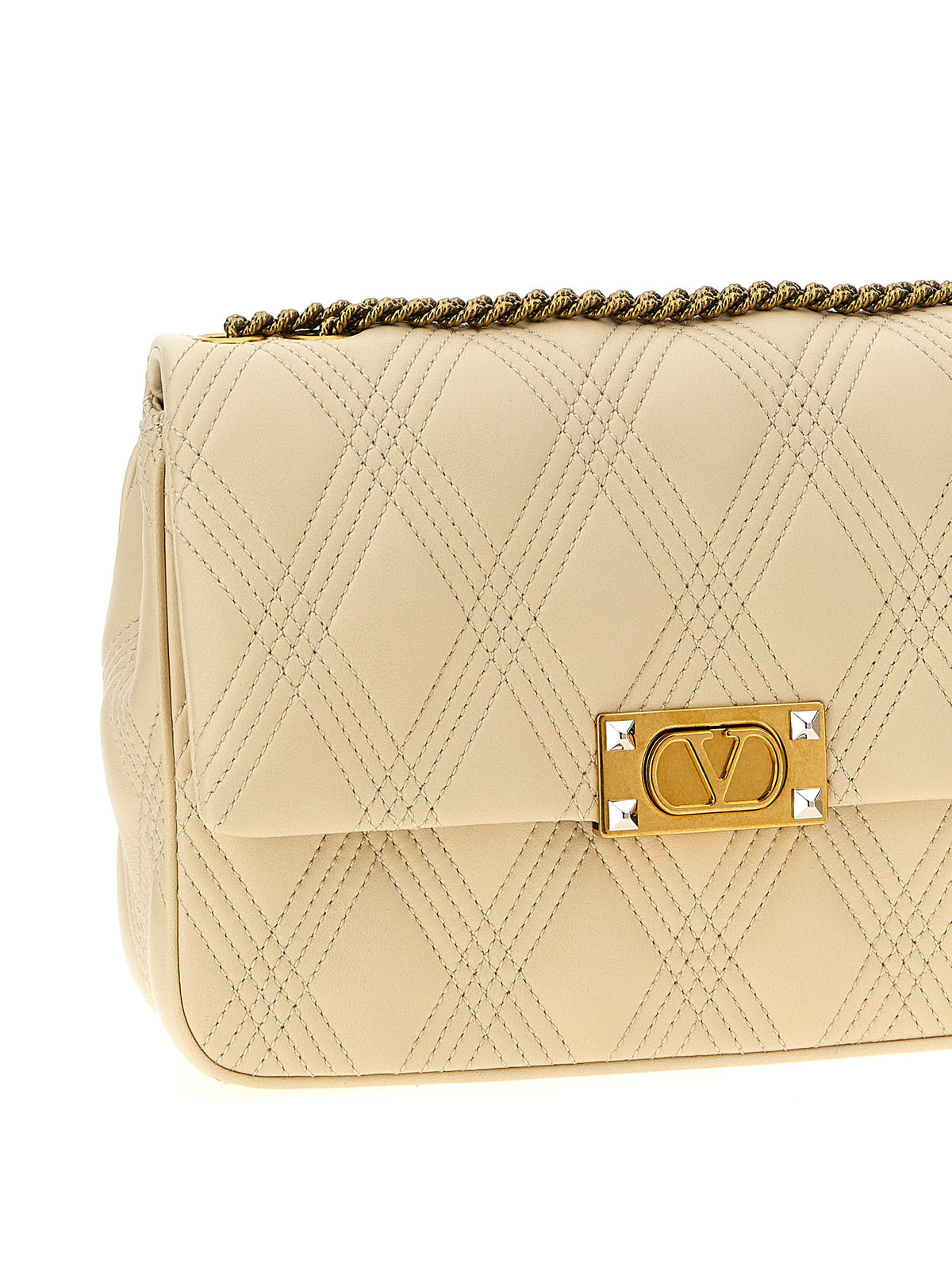 White Lamb Leather Shoulder Bag